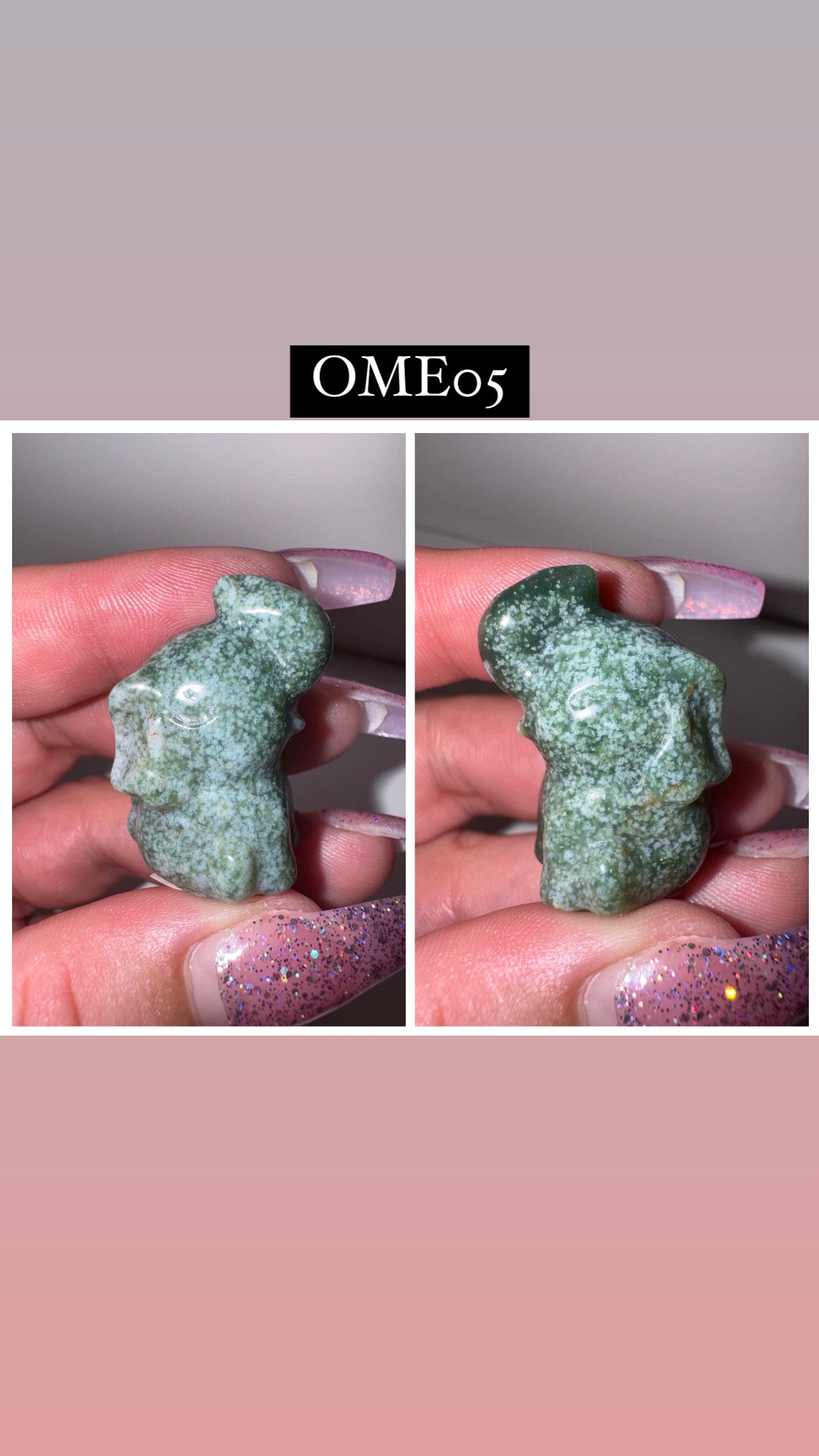 Ocean Jasper Moss Agate Small Sitting Elephant