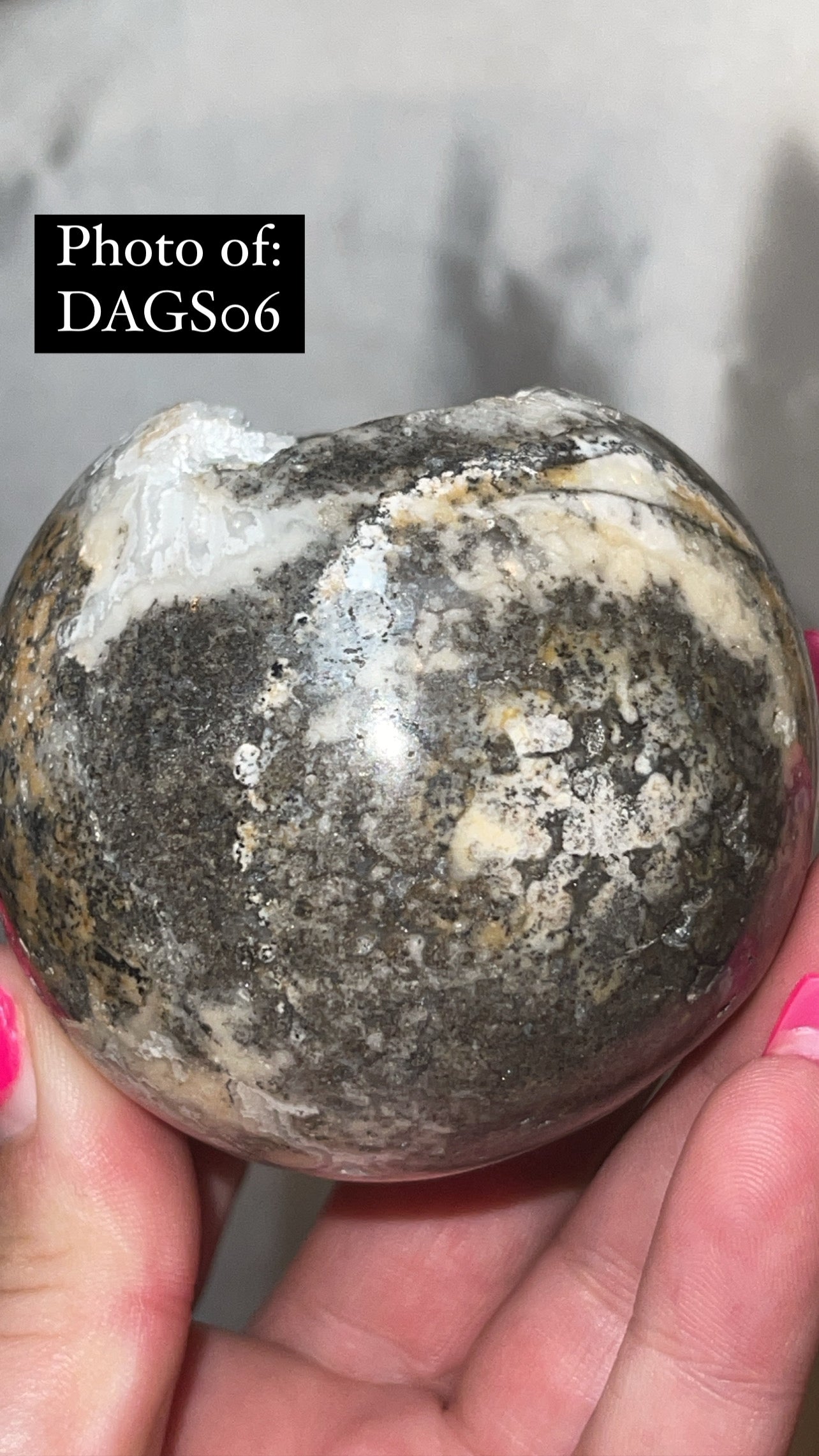 Druzy Plume Agate Dendritic Chalcedony High Quality Large Sphere (68mm)