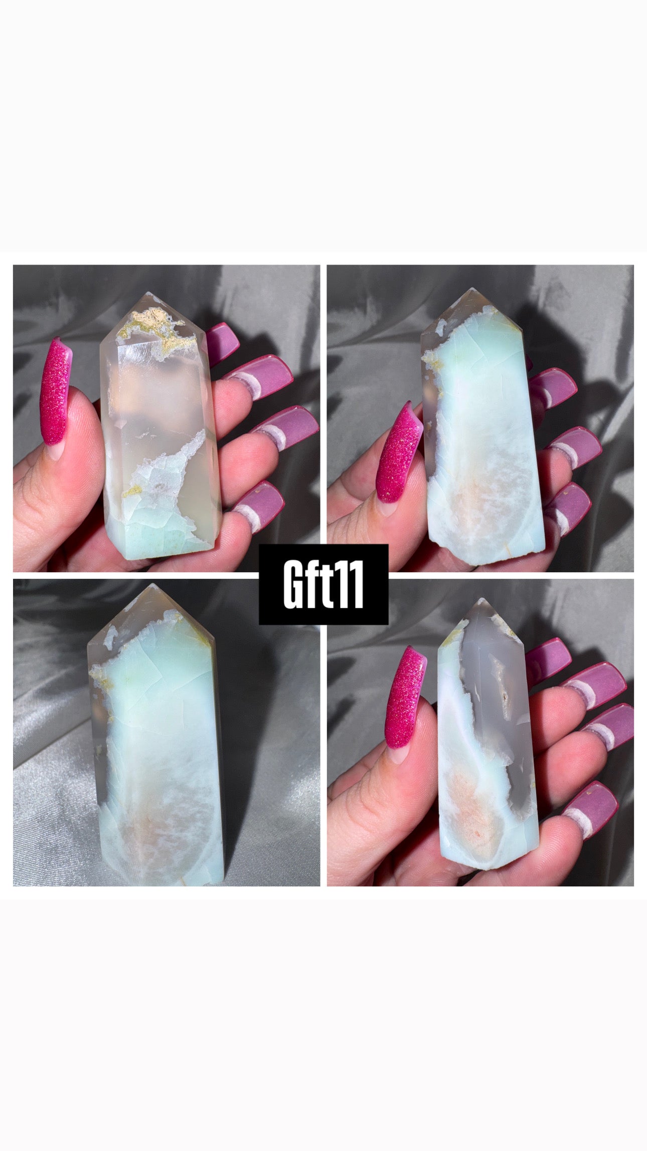 Green Flower Agate Tower