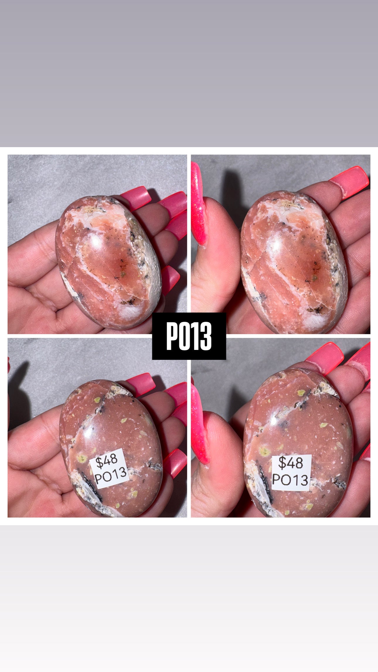 Pink Dendritic Opal AA Palmstone