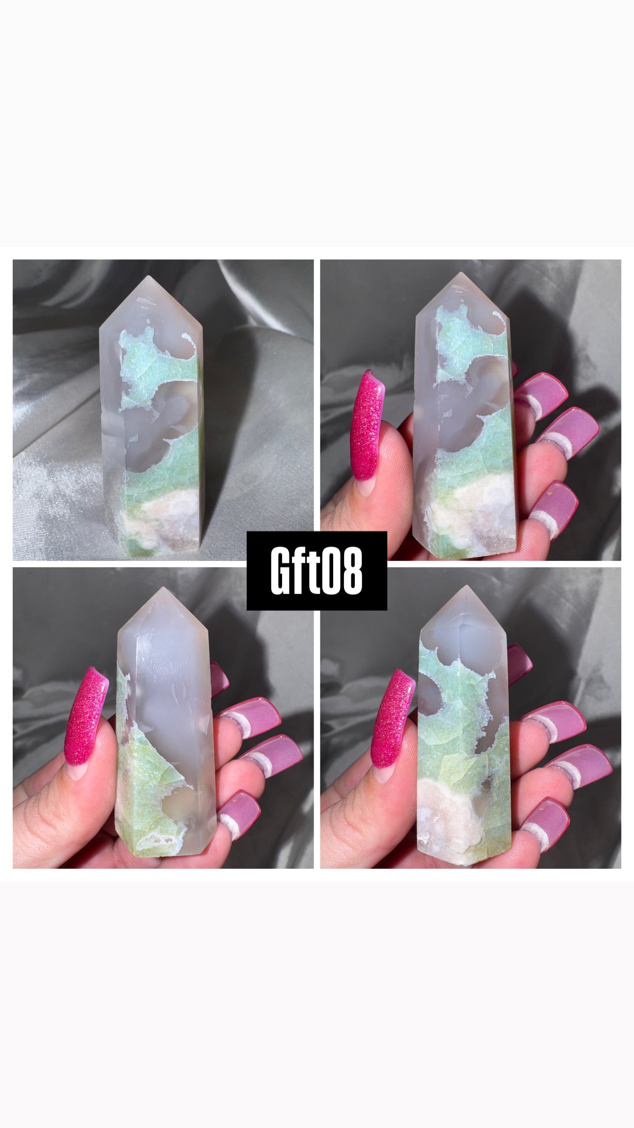 Green Flower Agate Tower