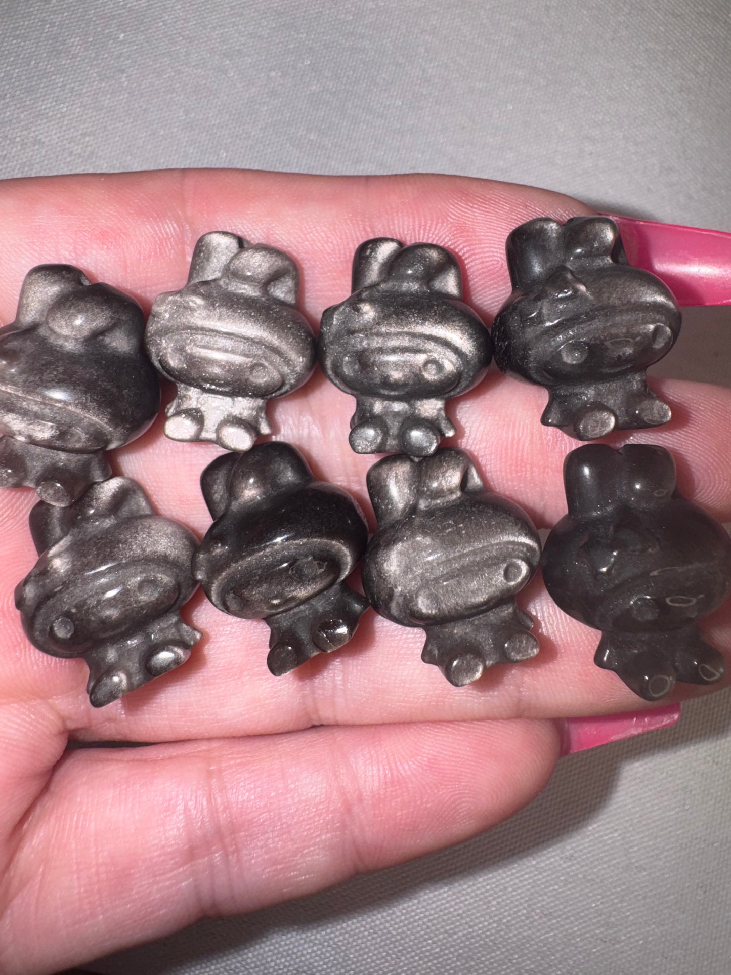 Silver Sheen Obsidian Drilled My Melody Mini