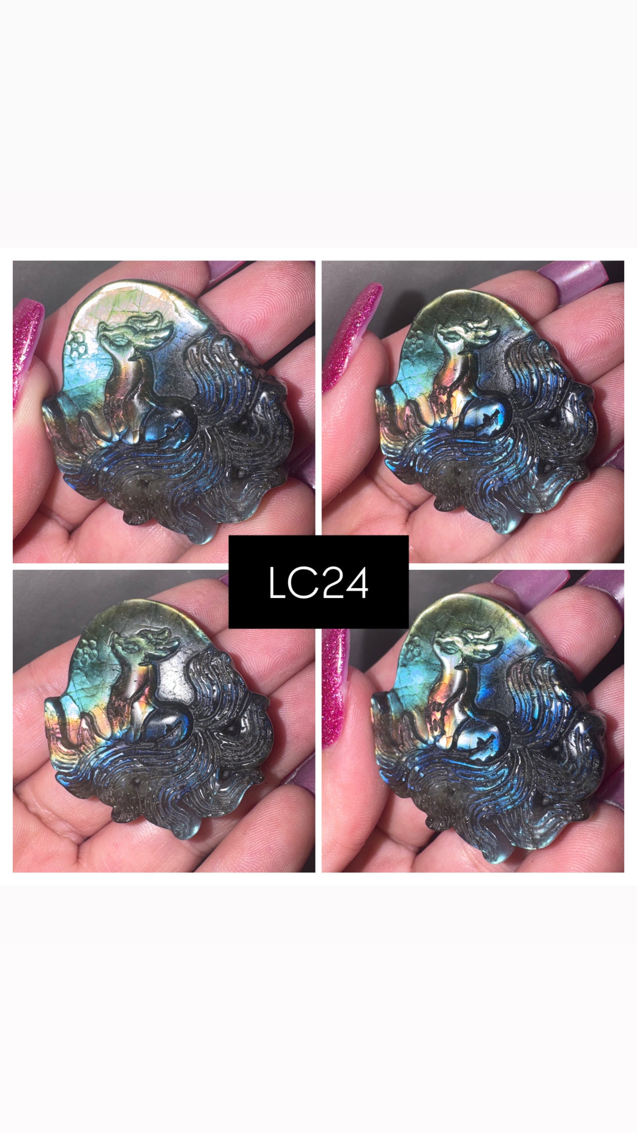 Labradorite Ninetail Fox Carving