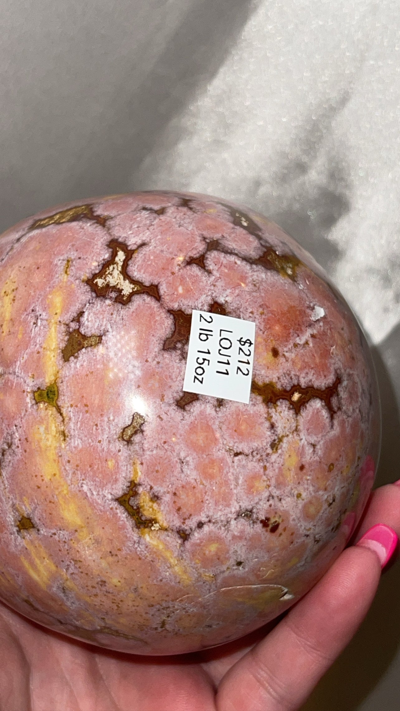 Pink Ocean Jasper AAA XXL Sphere (98mm)