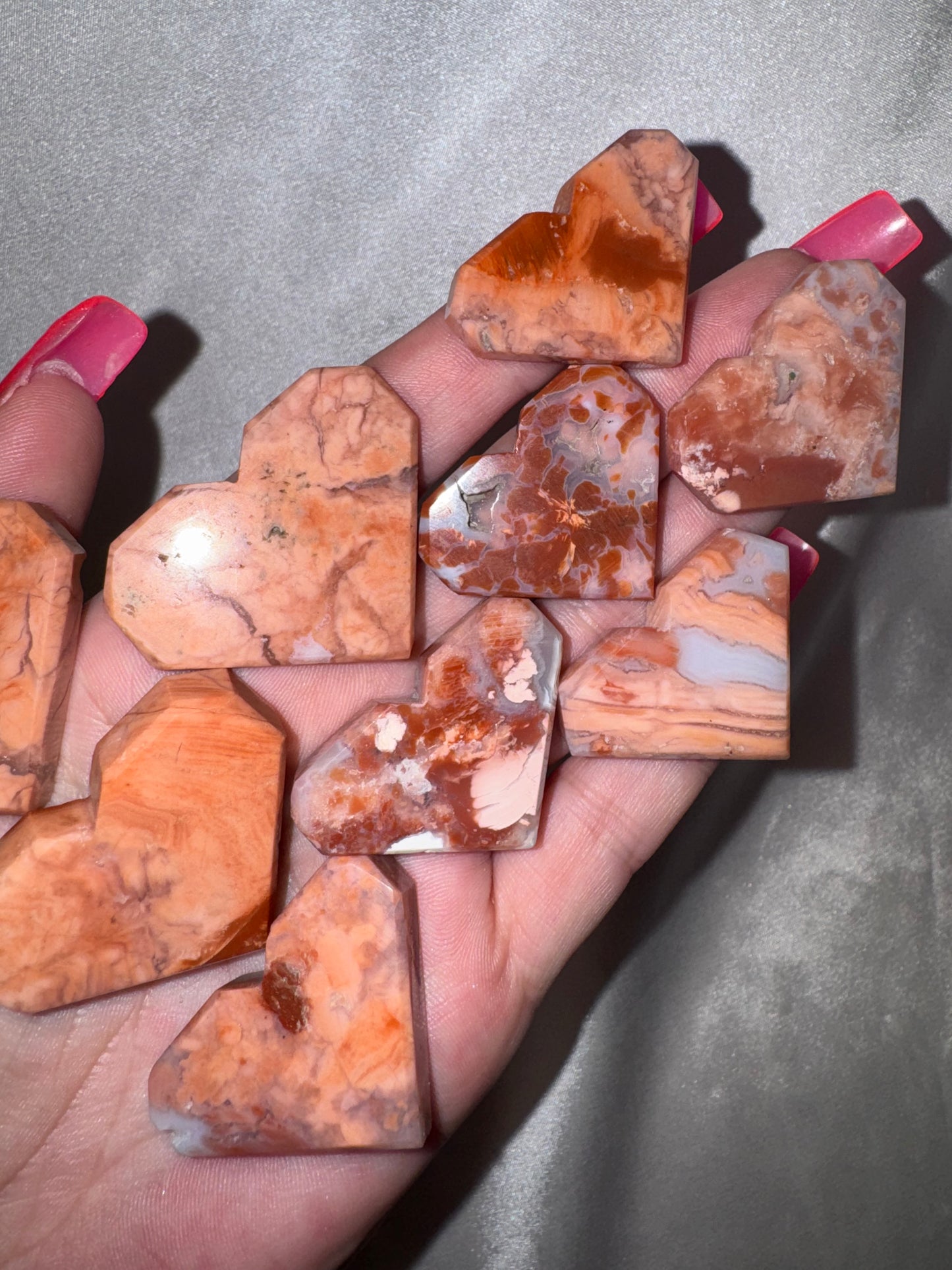 Pink “Cotton Candy” Agate Small Heart