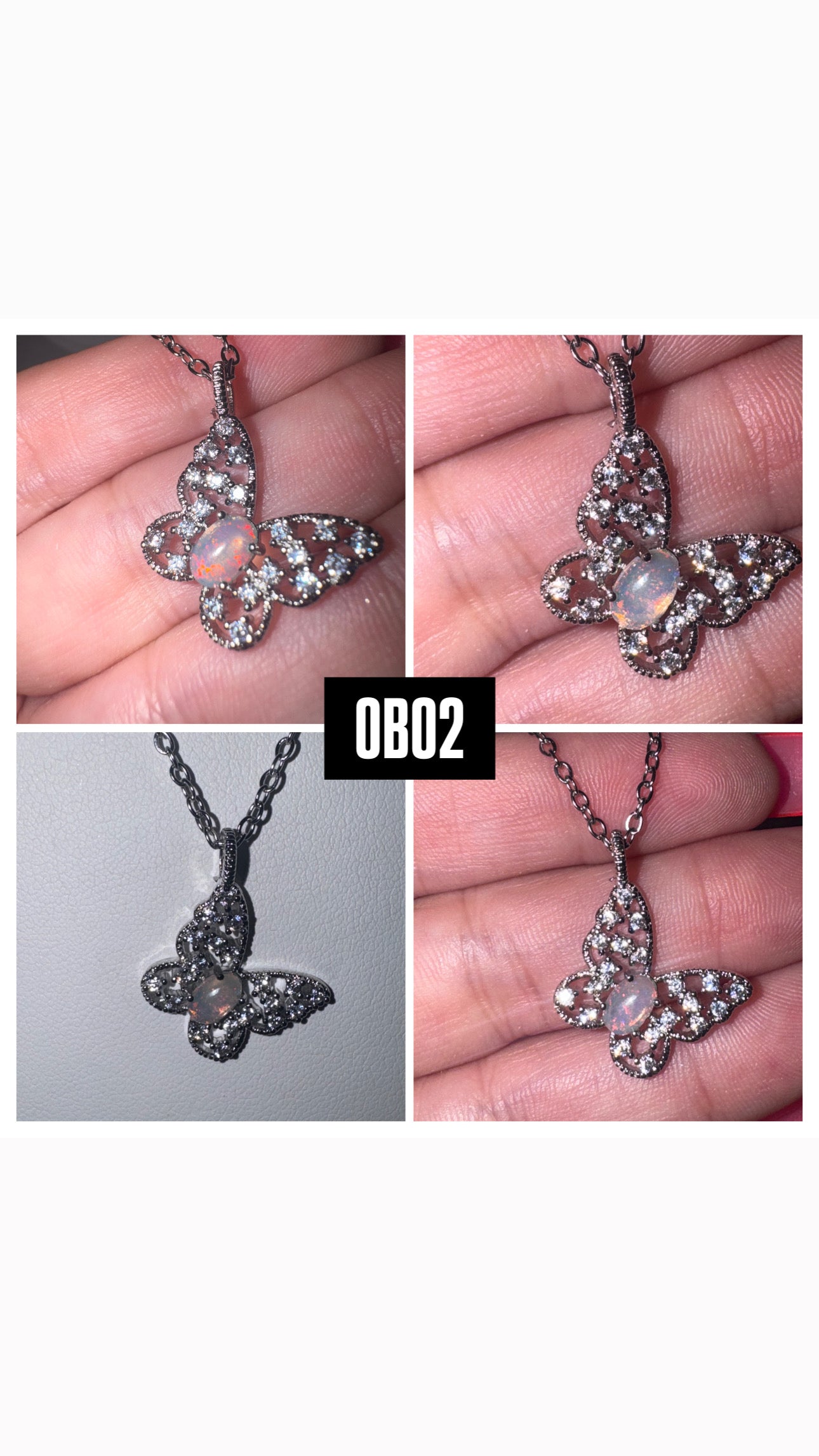 Welo Opal Butterfly with Moissanite Pendant