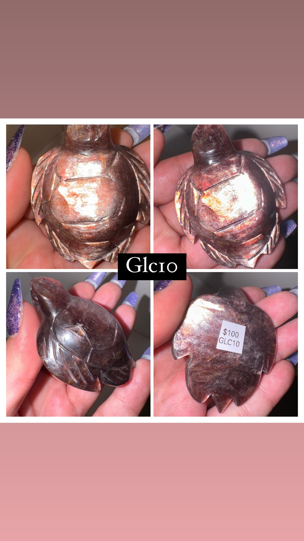 Gem Lepidolite Sea Turtle