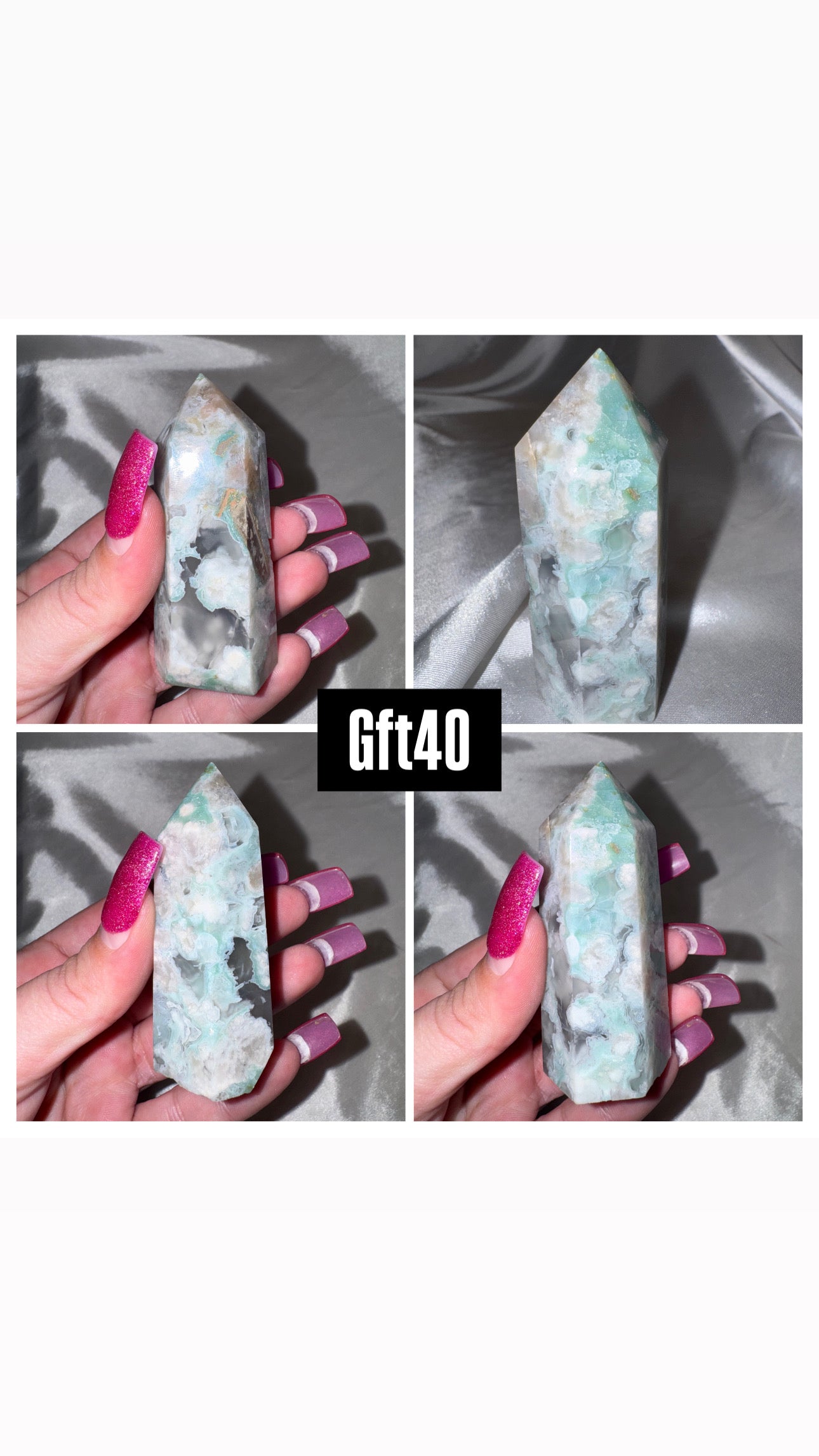 Green Flower Agate Tower