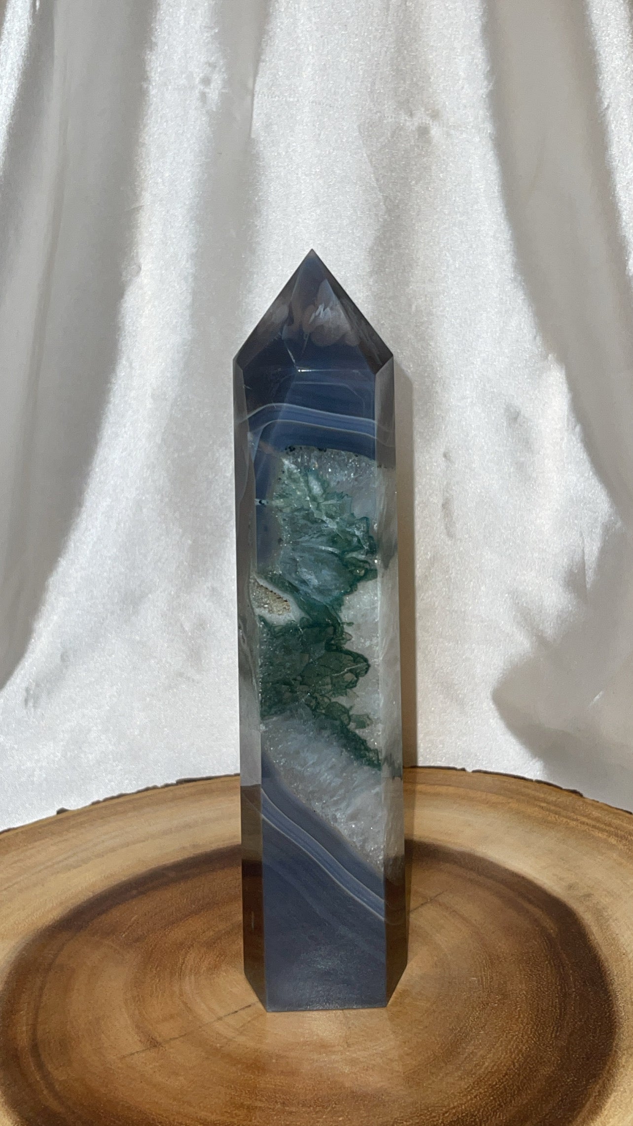 Chlorite Quartz with Banded Agate Large Tower