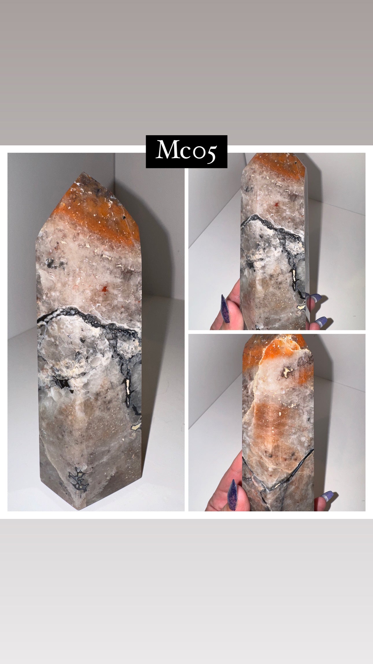 Fire Quartz Mosaic Chalcedony Large Tower