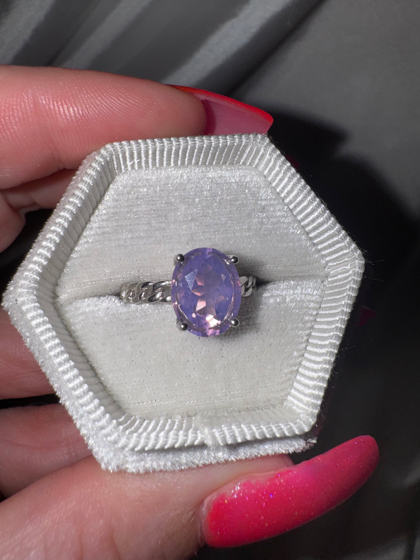 Lavender Moon Quartz AAA 925 Adjustable Ring