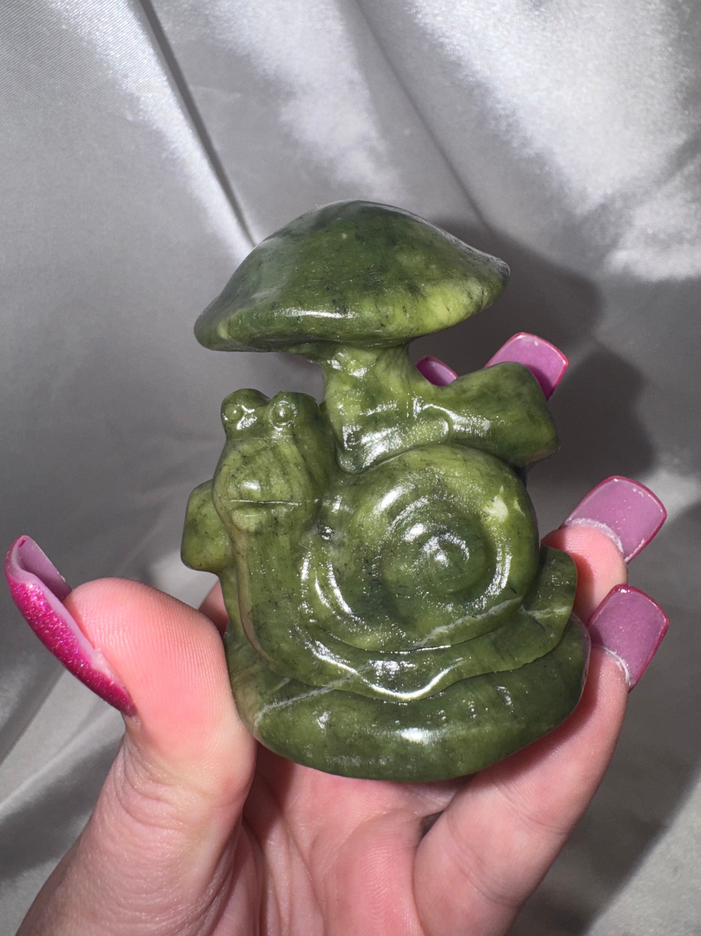Jade Mushroom Snail Carving