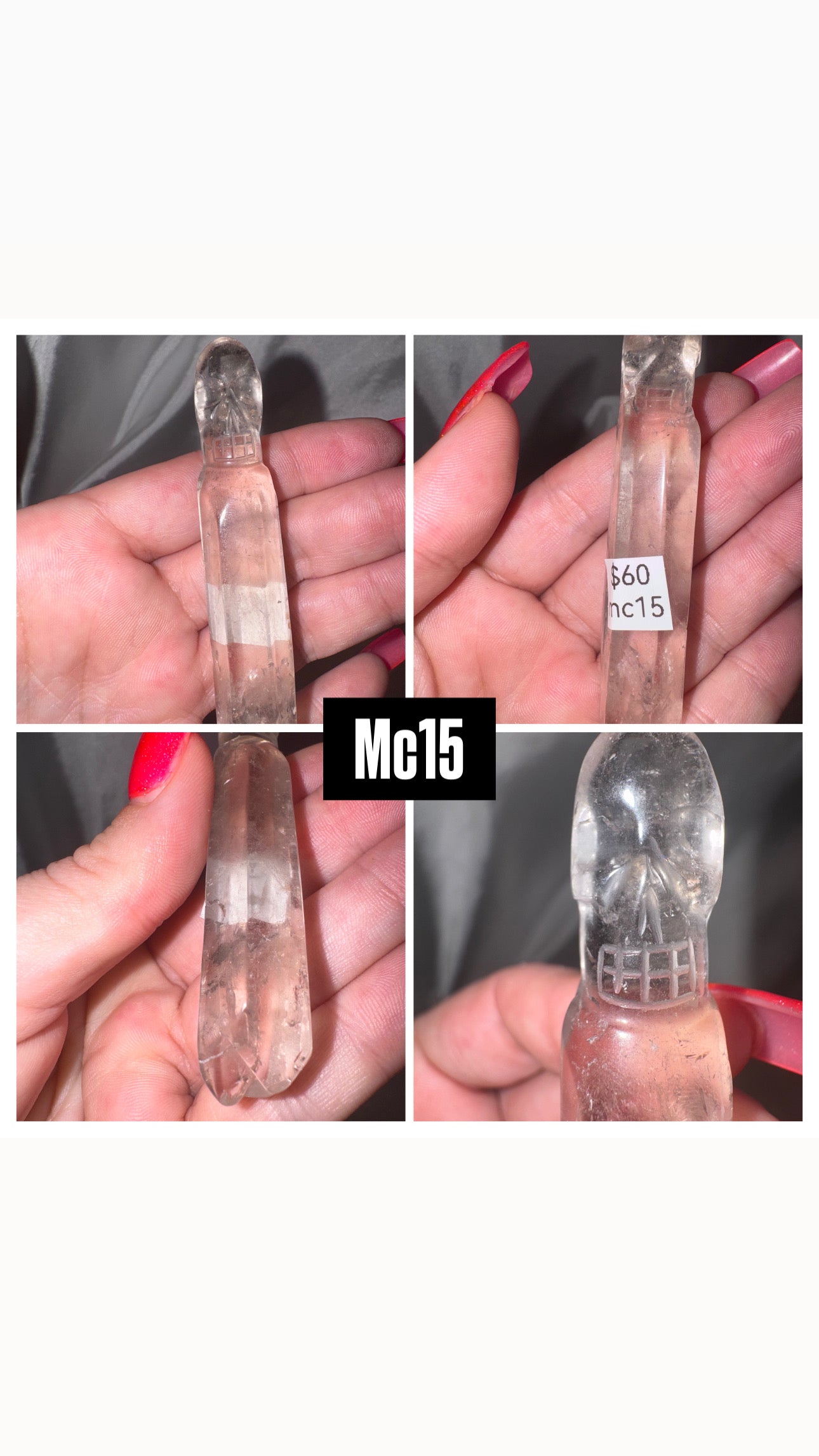 Lemurian AAA Master Carved Skull Wand