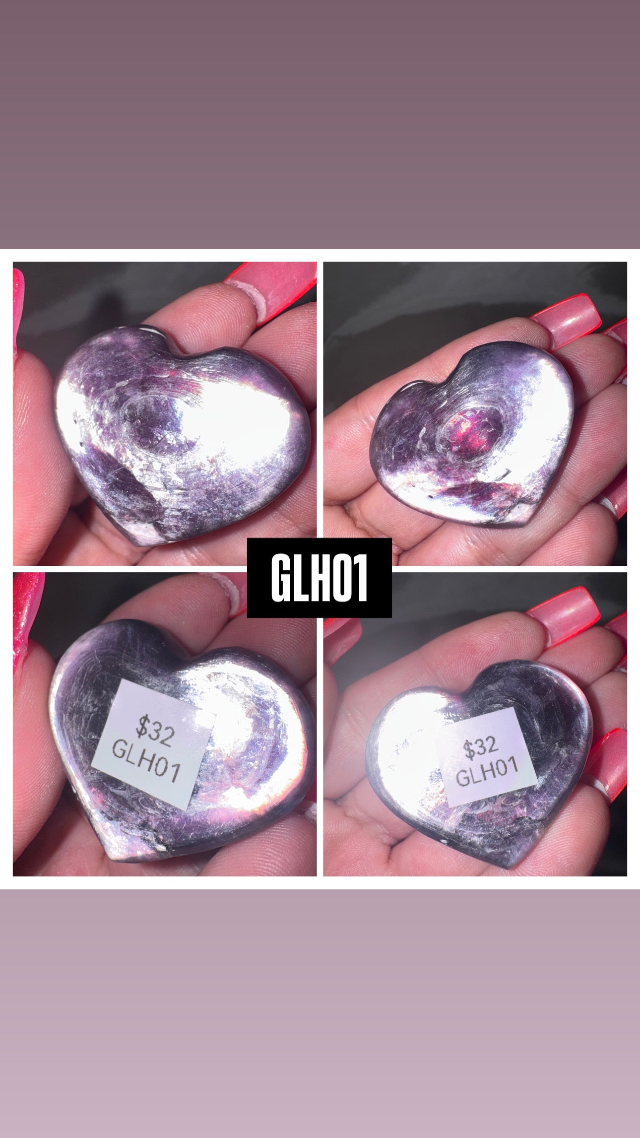 Gem Lepidolite Puffy Heart