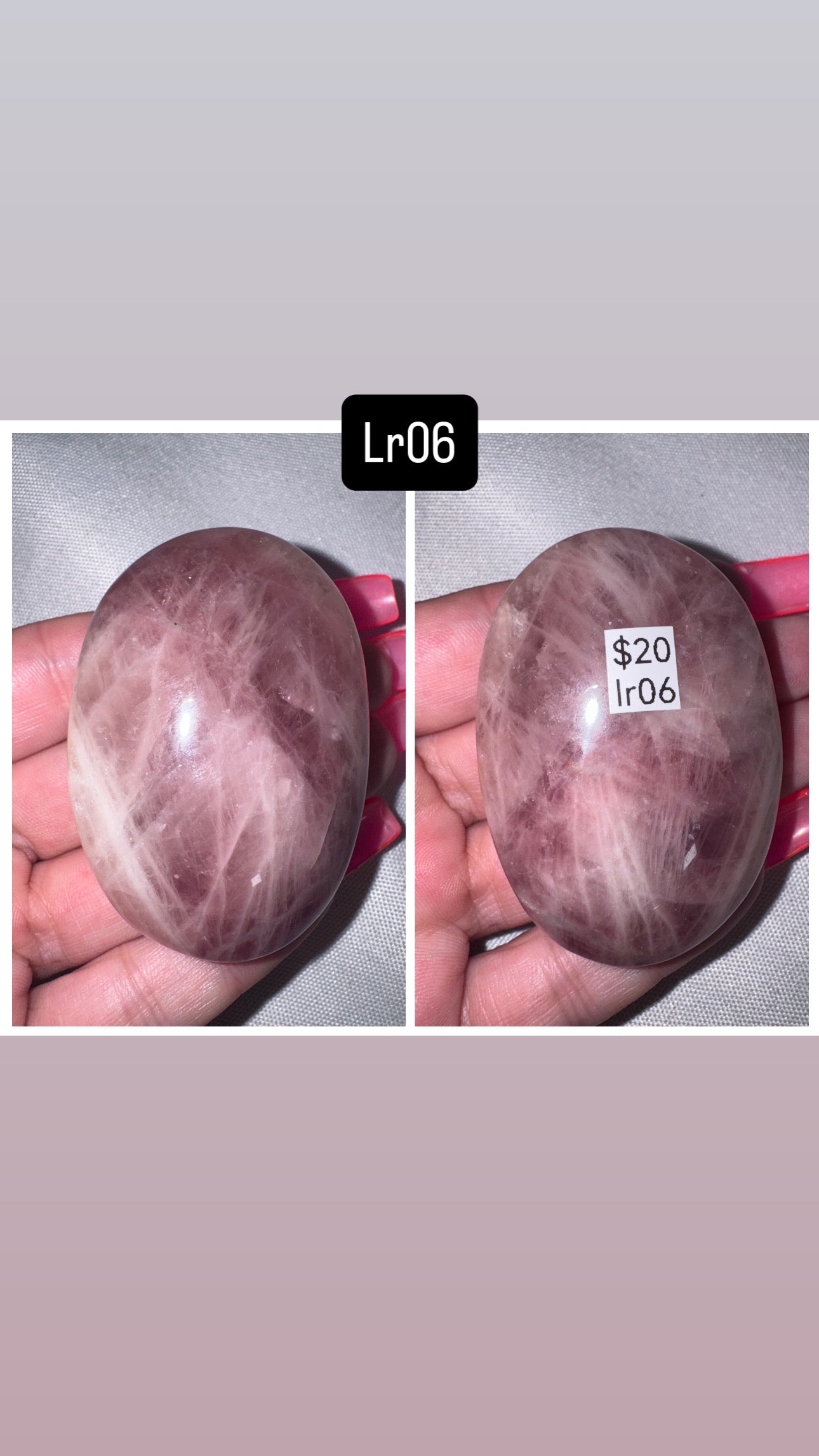 Lavender Rose Quartz Palmstone