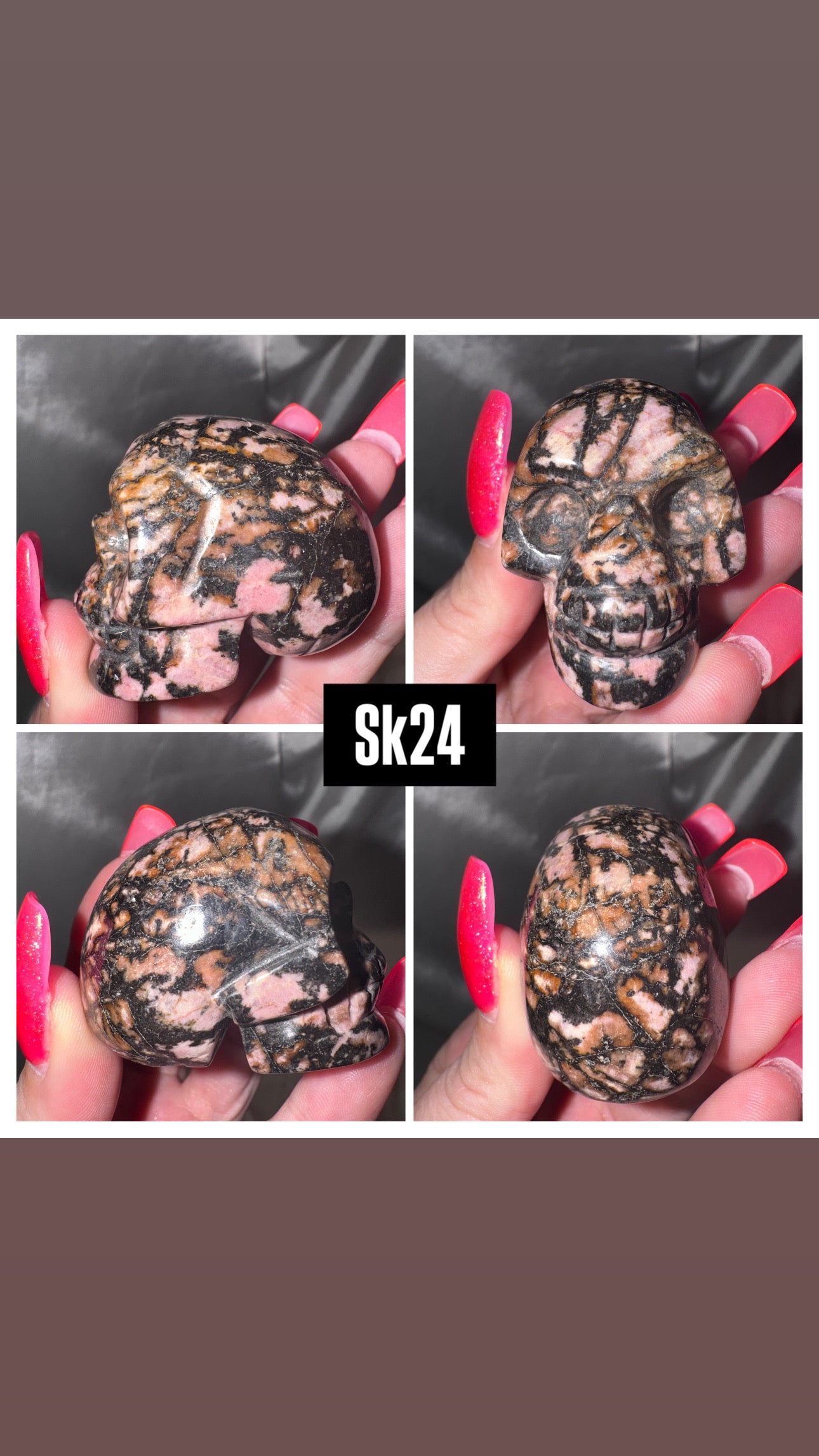 Rhodonite Skull
