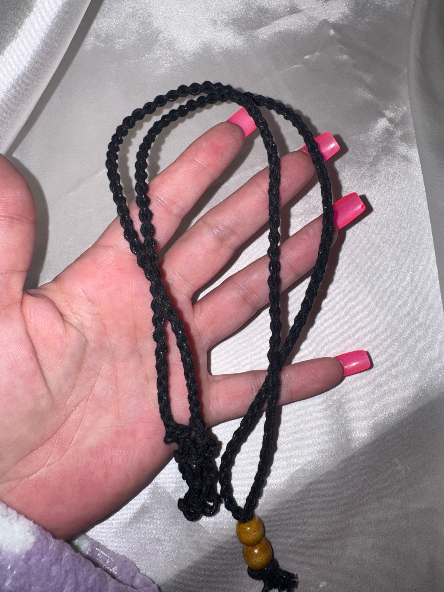 Black Cord Tumble Cage Necklace