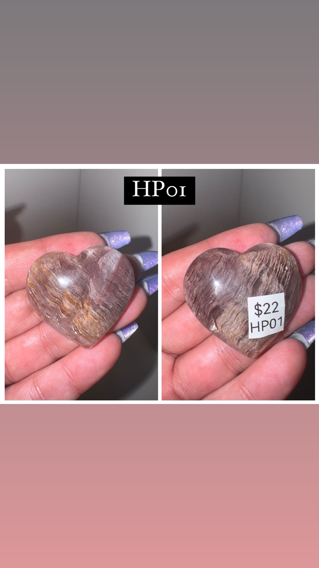 Pink Lithium Thousand Layer Lodalite Heart