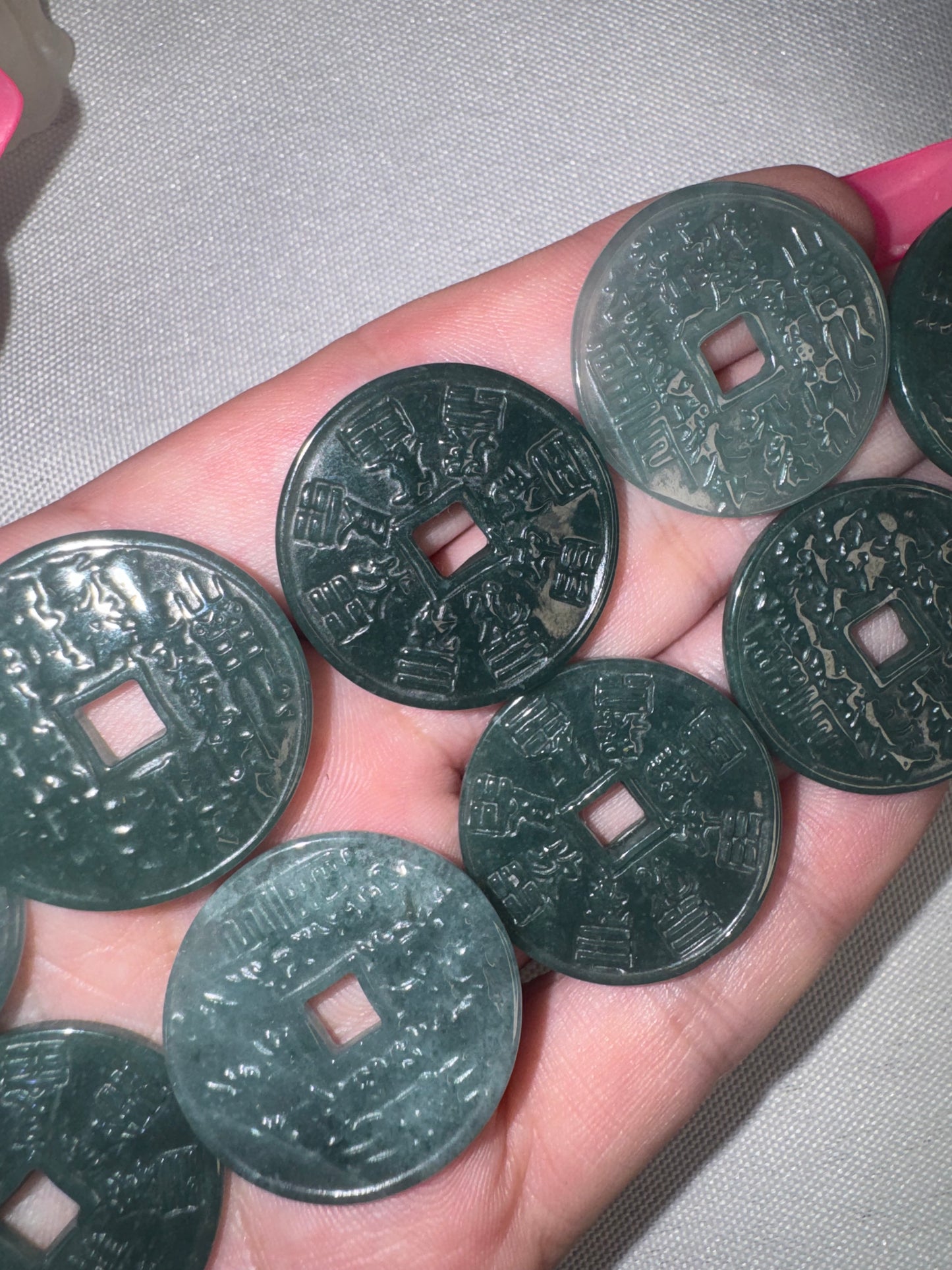 Blue Water Jade Chinese Lucky Coin