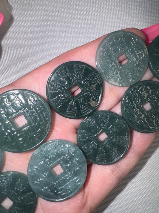 Blue Water Jade Chinese Lucky Coin