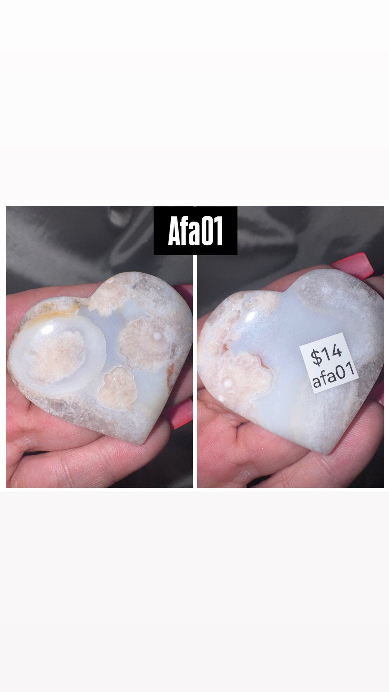 Amethyst Flower Agate AAA Heart/Palmstone