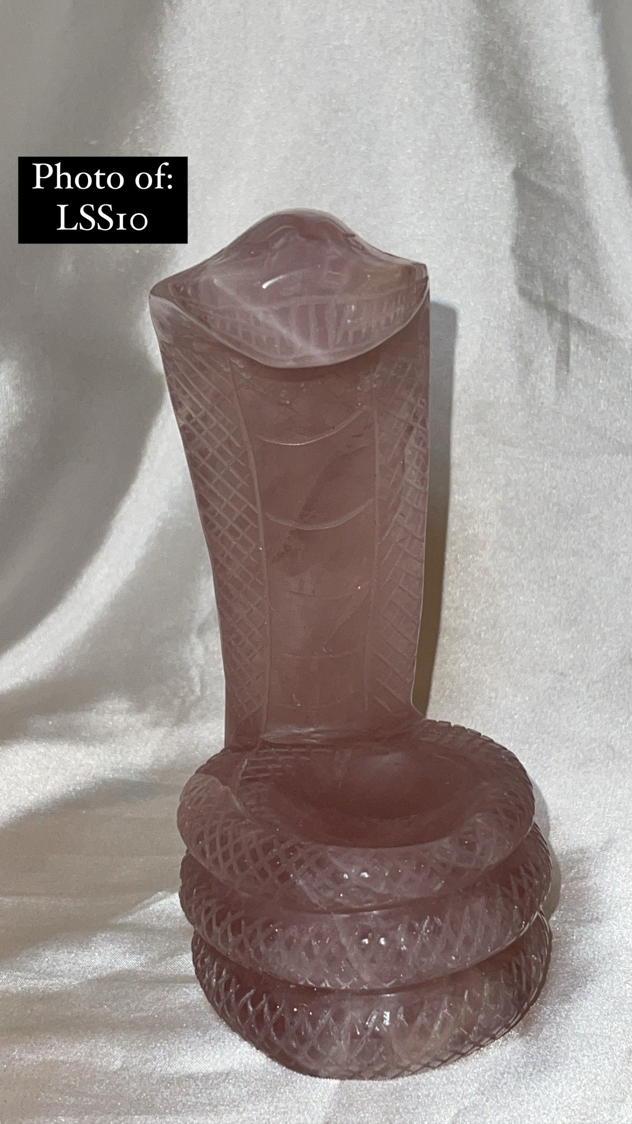Rose Quartz Large Snake Sphere Holder Carving