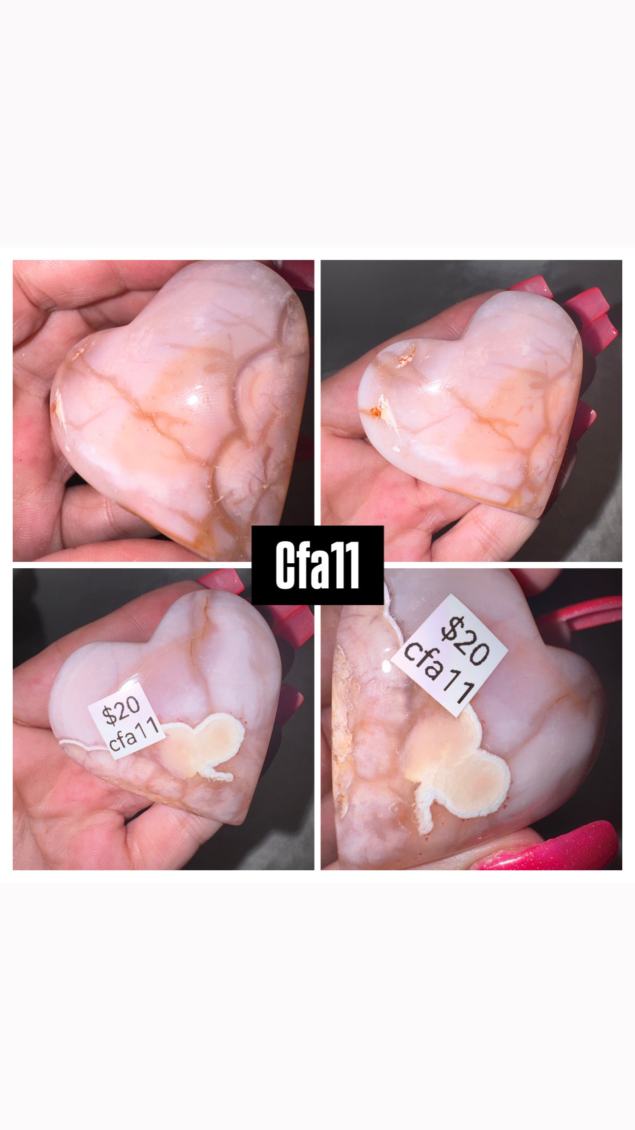 Carnelian Flower Agate Heart/Palmstone