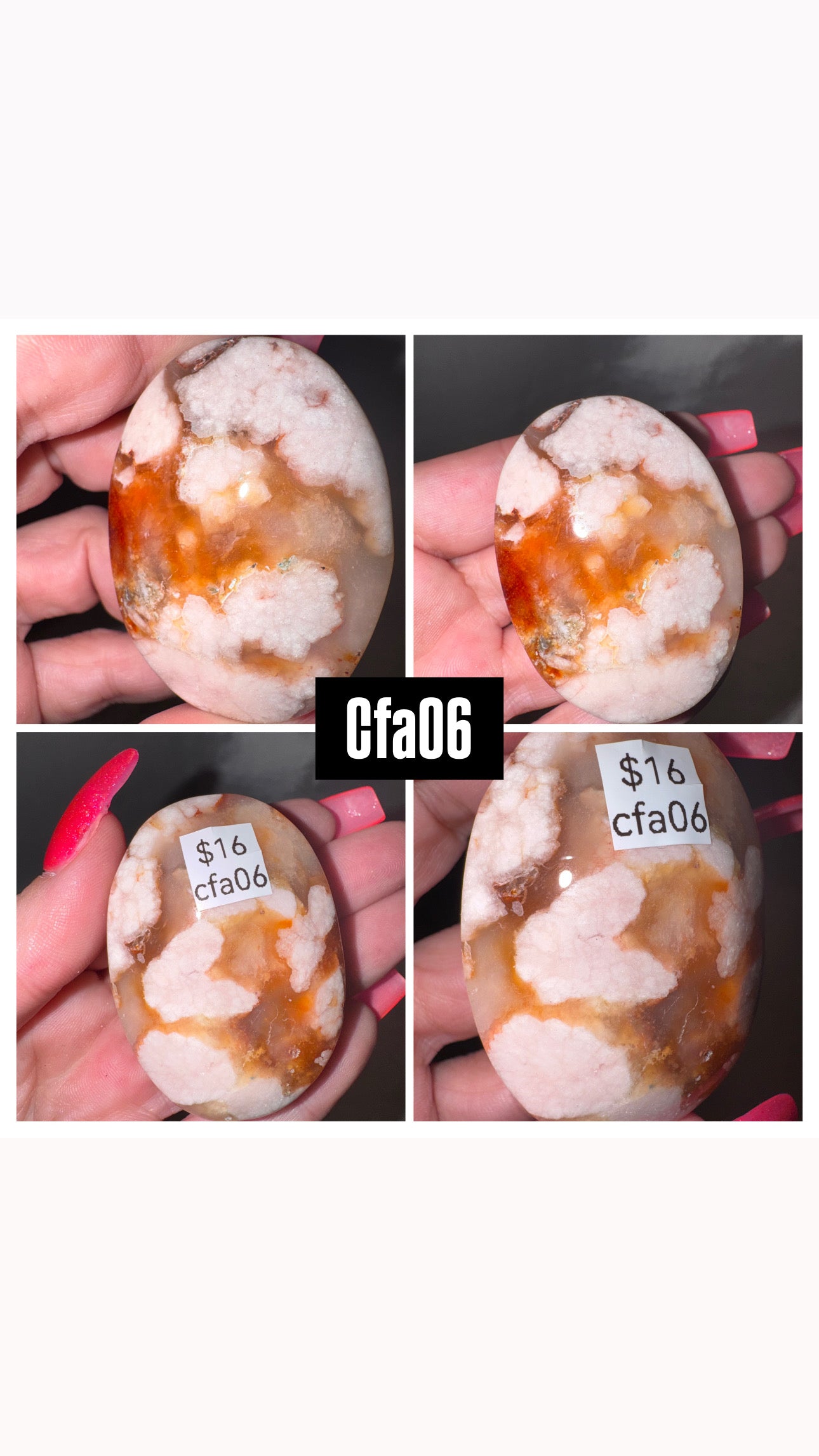 Carnelian Flower Agate Heart/Palmstone