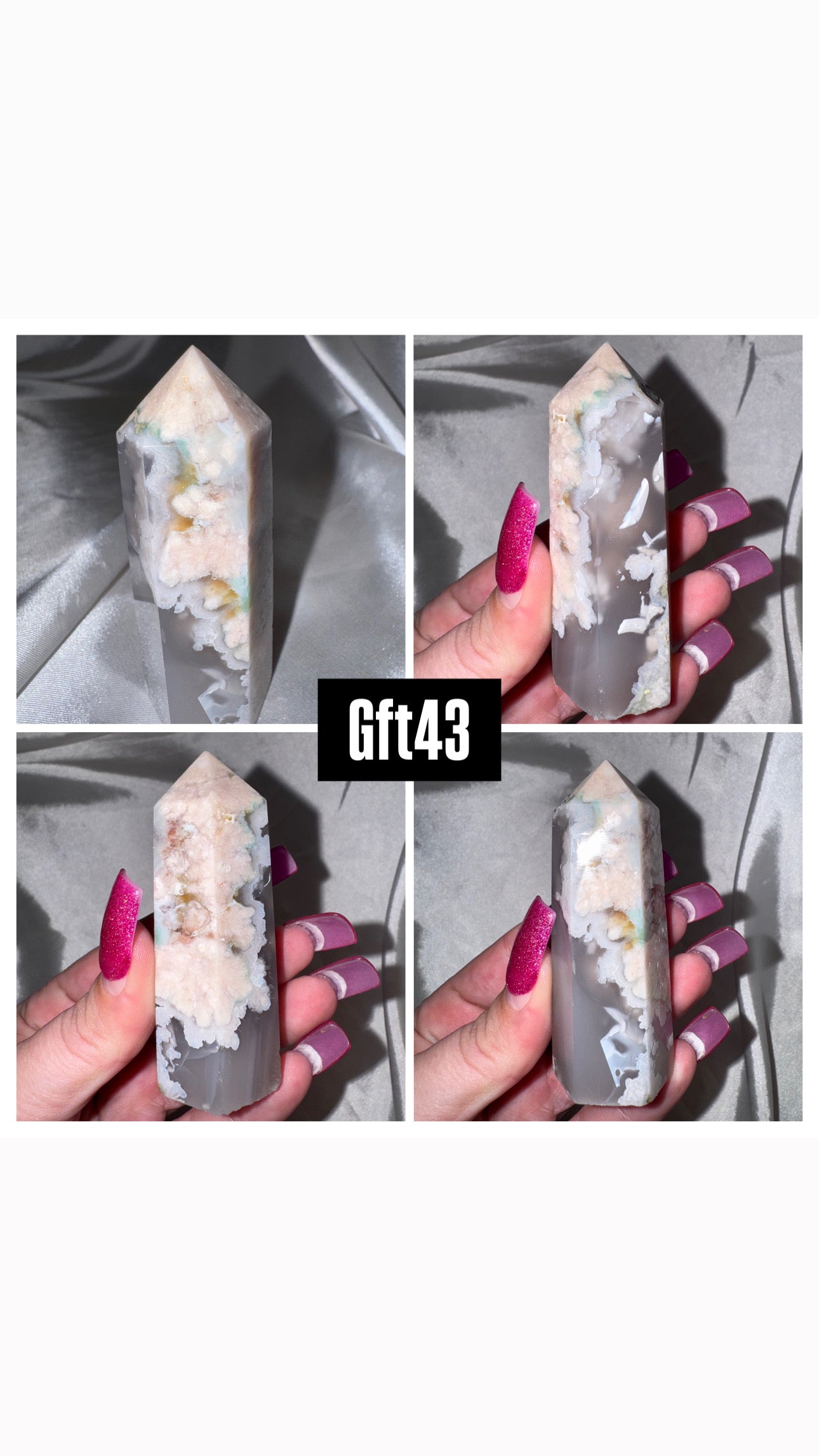 Green Flower Agate Tower