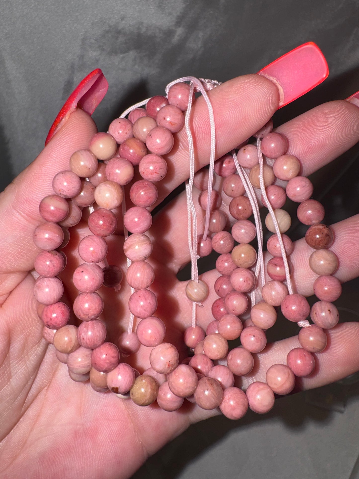 Rhodonite 6mm Adjustable Bracelet