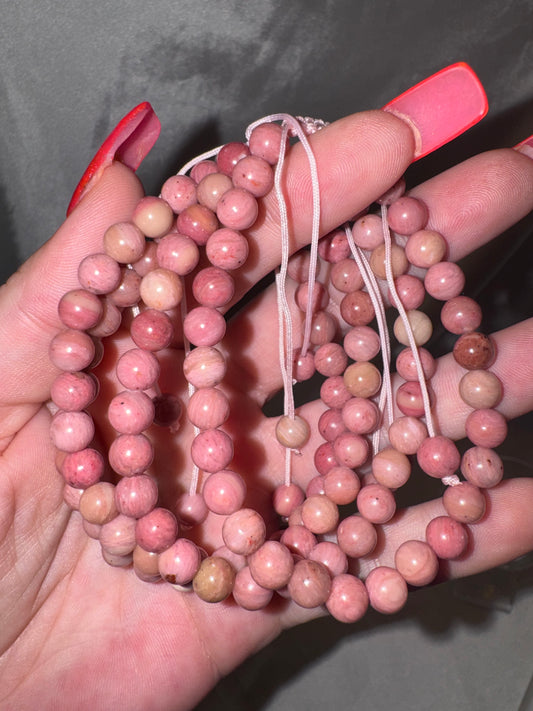 Rhodonite 6mm Adjustable Bracelet