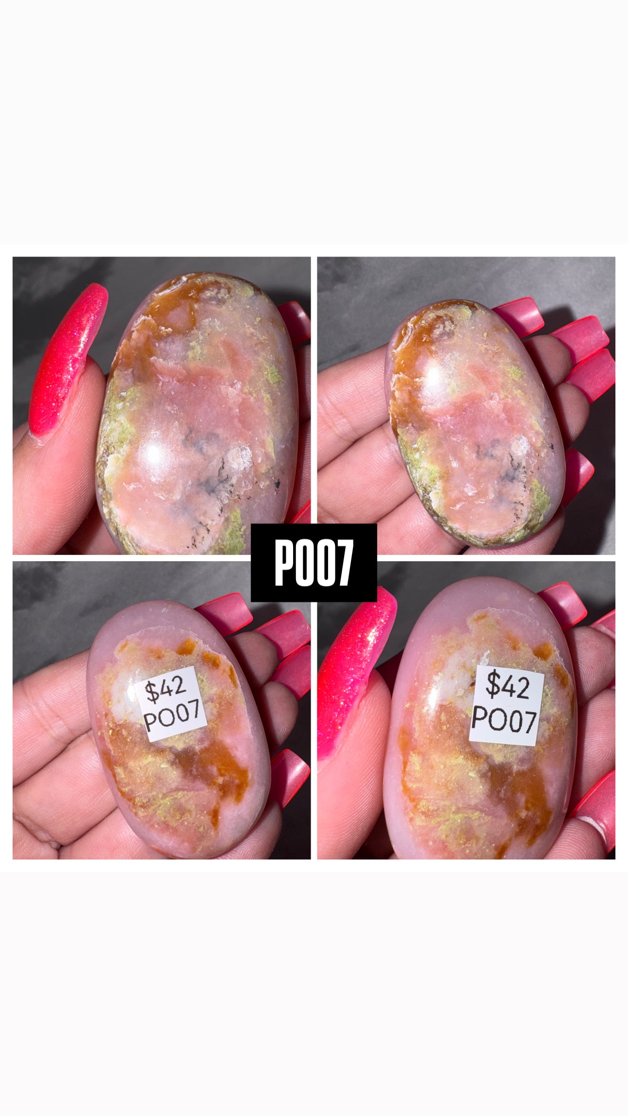 Pink Dendritic Opal AA Palmstone