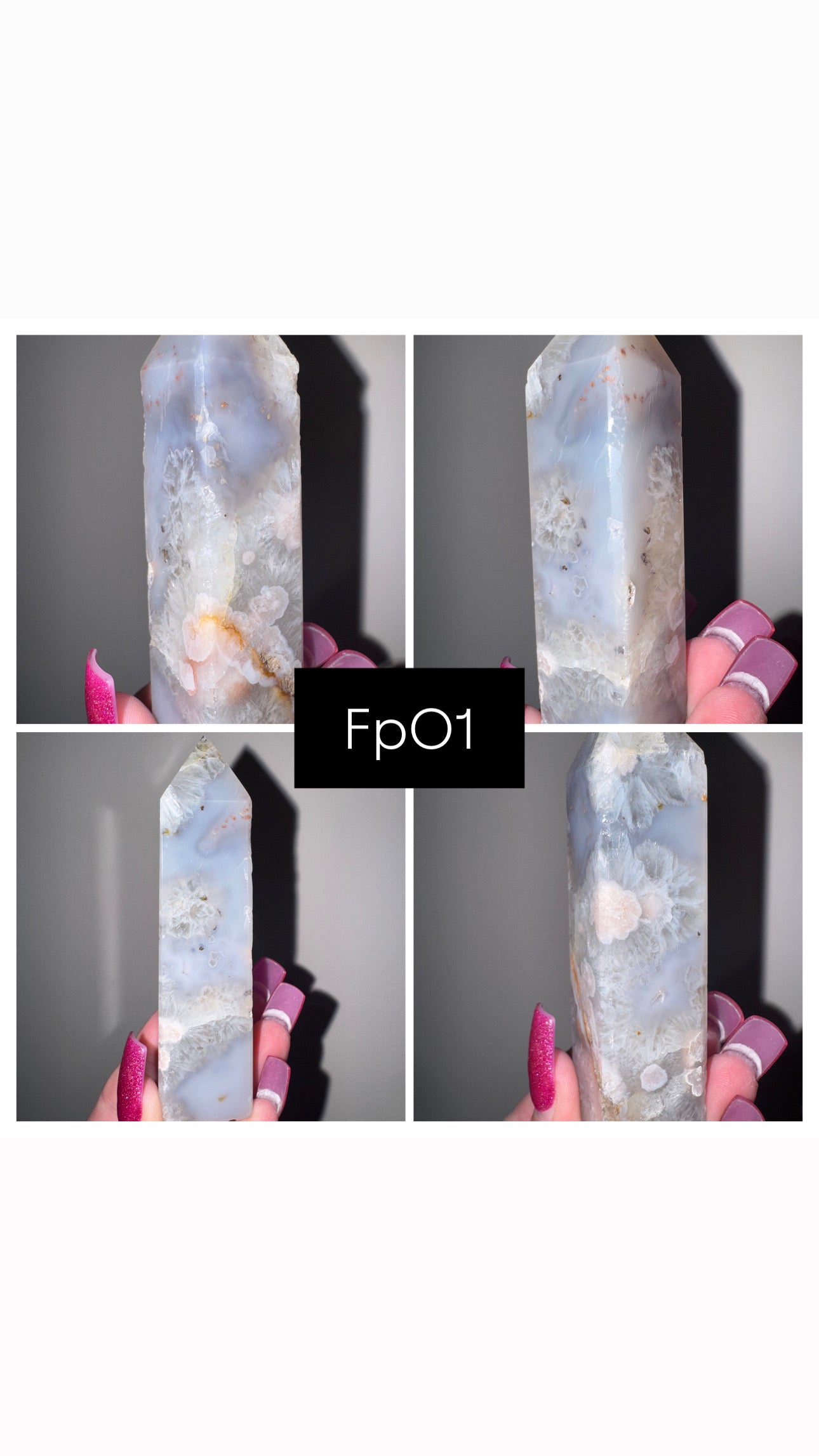 Prasiolite Flower Agate Tower