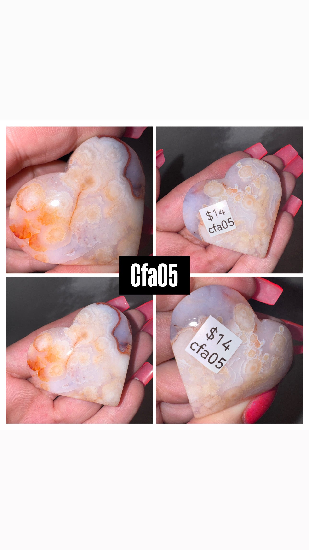 Carnelian Flower Agate Heart/Palmstone