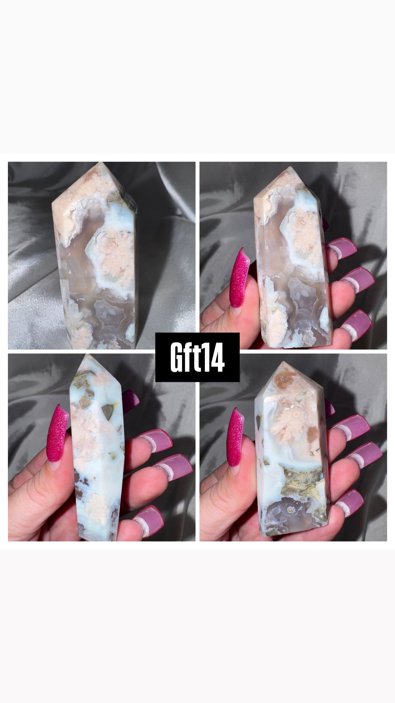 Green Flower Agate Tower