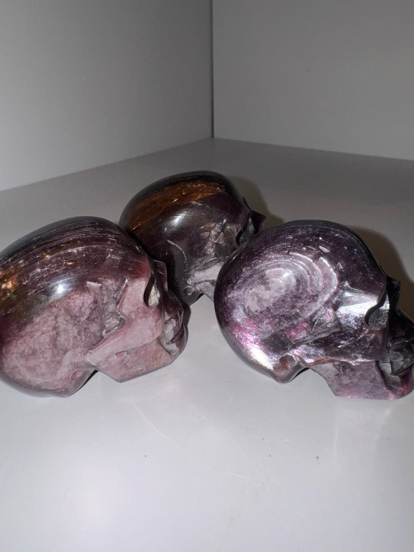 Gem Lepidolite Skull