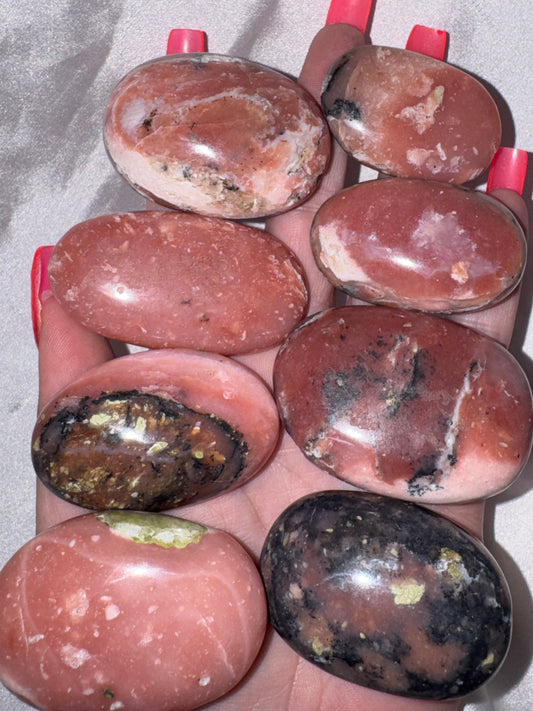 Pink Dendritic Opal AA Palmstone