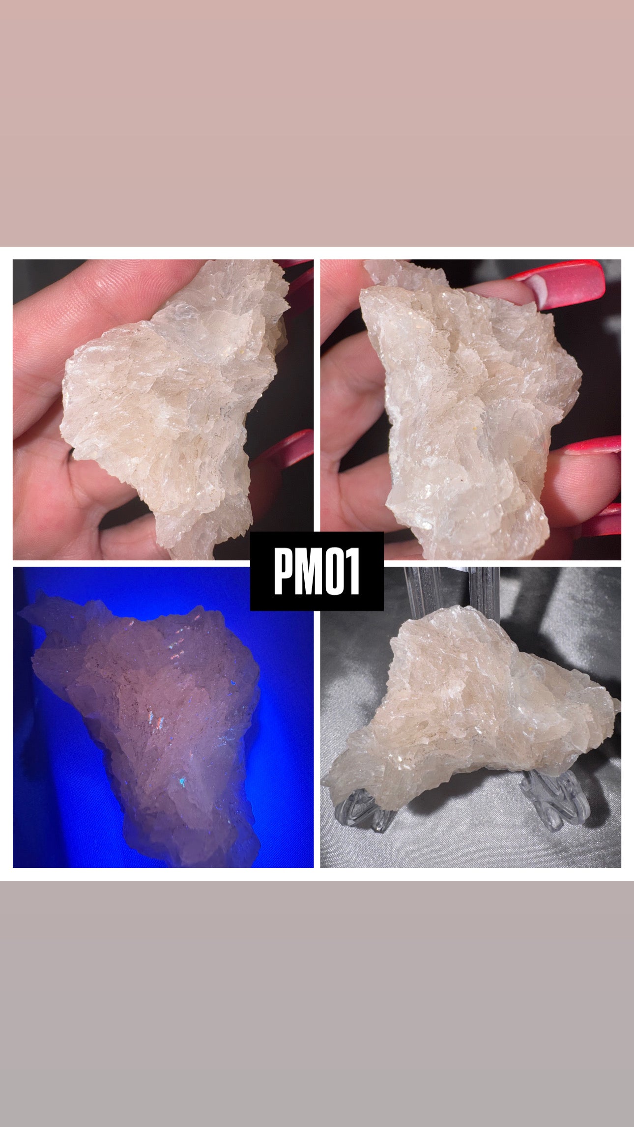 Pink Mangano Calcite Specimen- UV Reactive