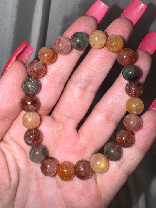 Colorful Rutile Quartz 8mm Bracelet (last one!)