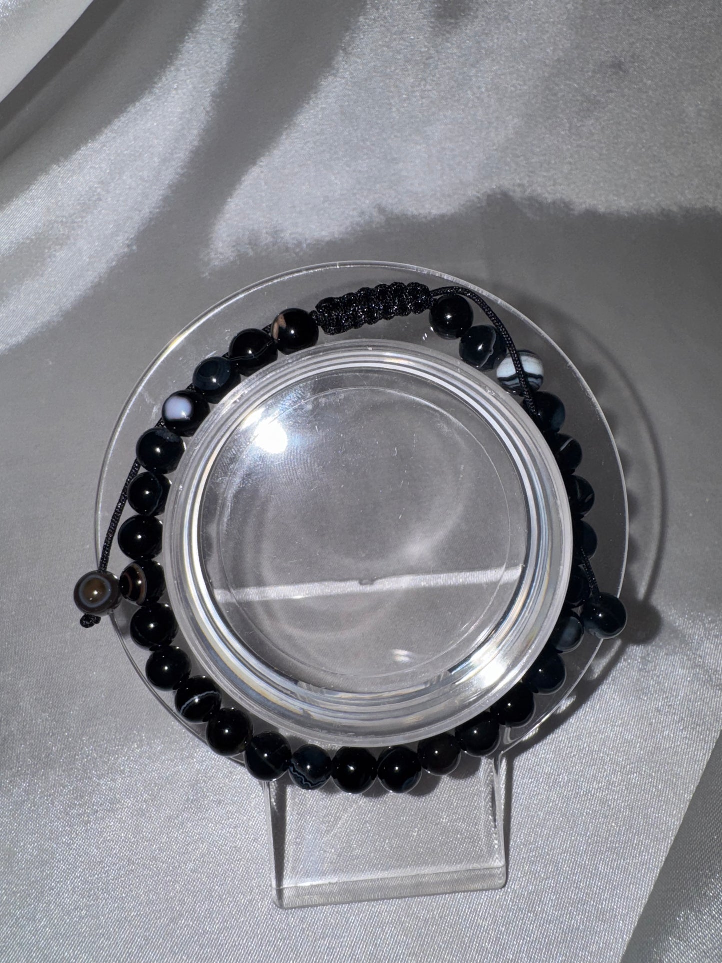 Black Agate 6mm Adjustable Bracelet