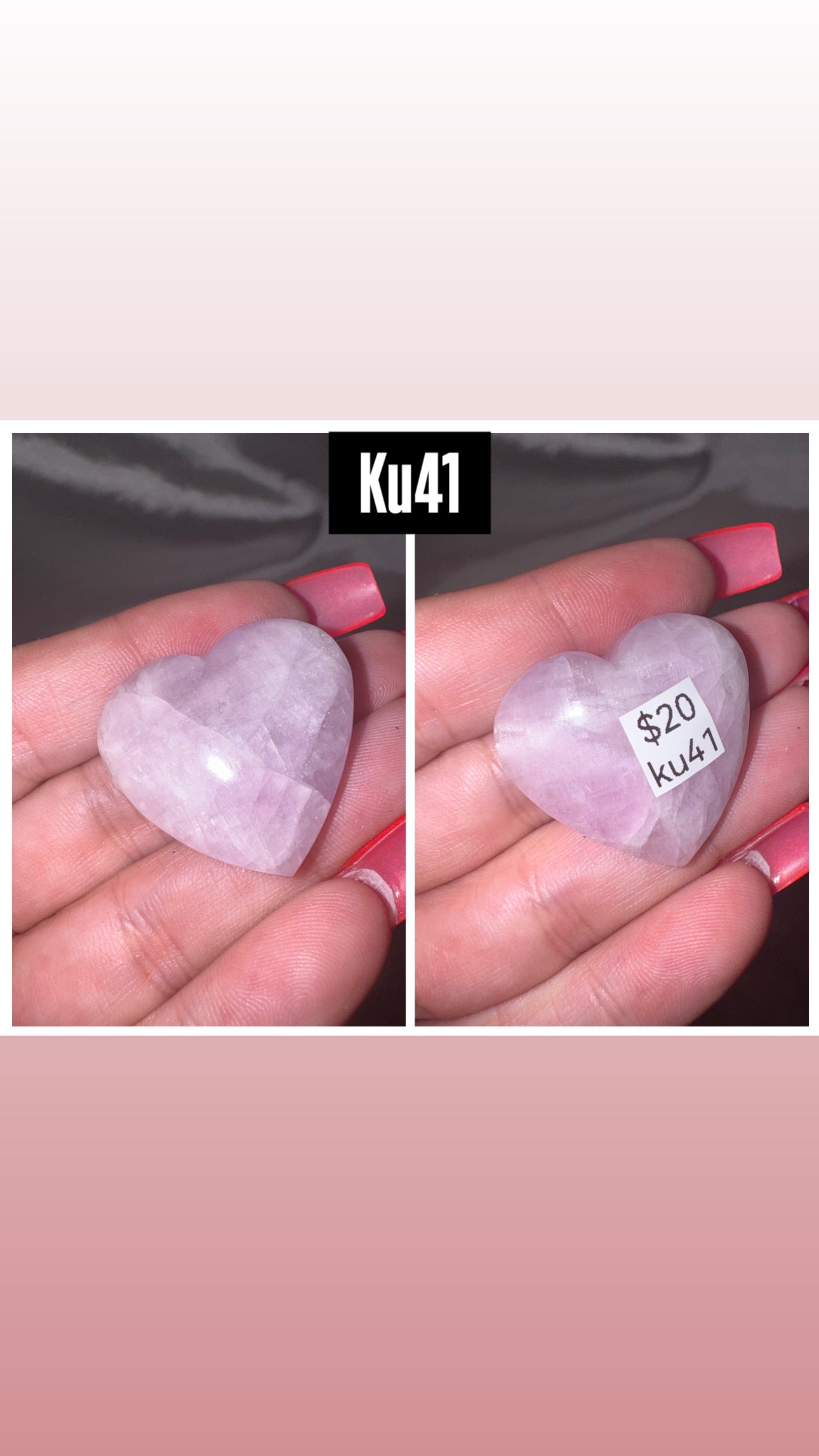 Kunzite AA Heart