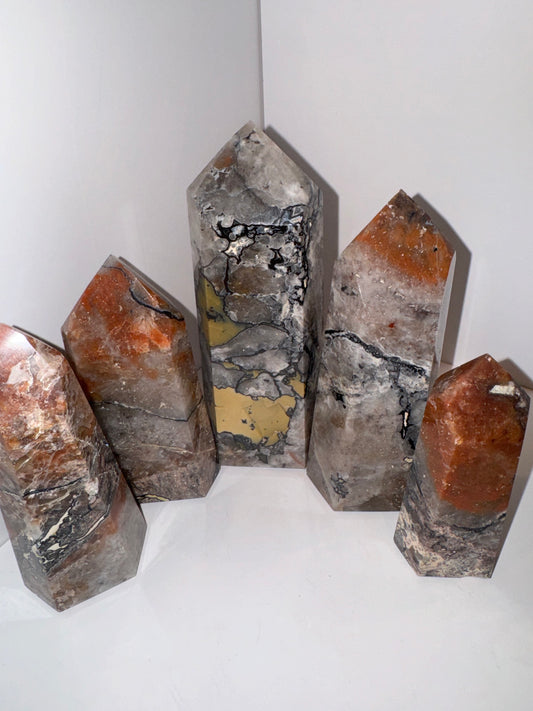 Fire Quartz Mosaic Chalcedony Large Tower