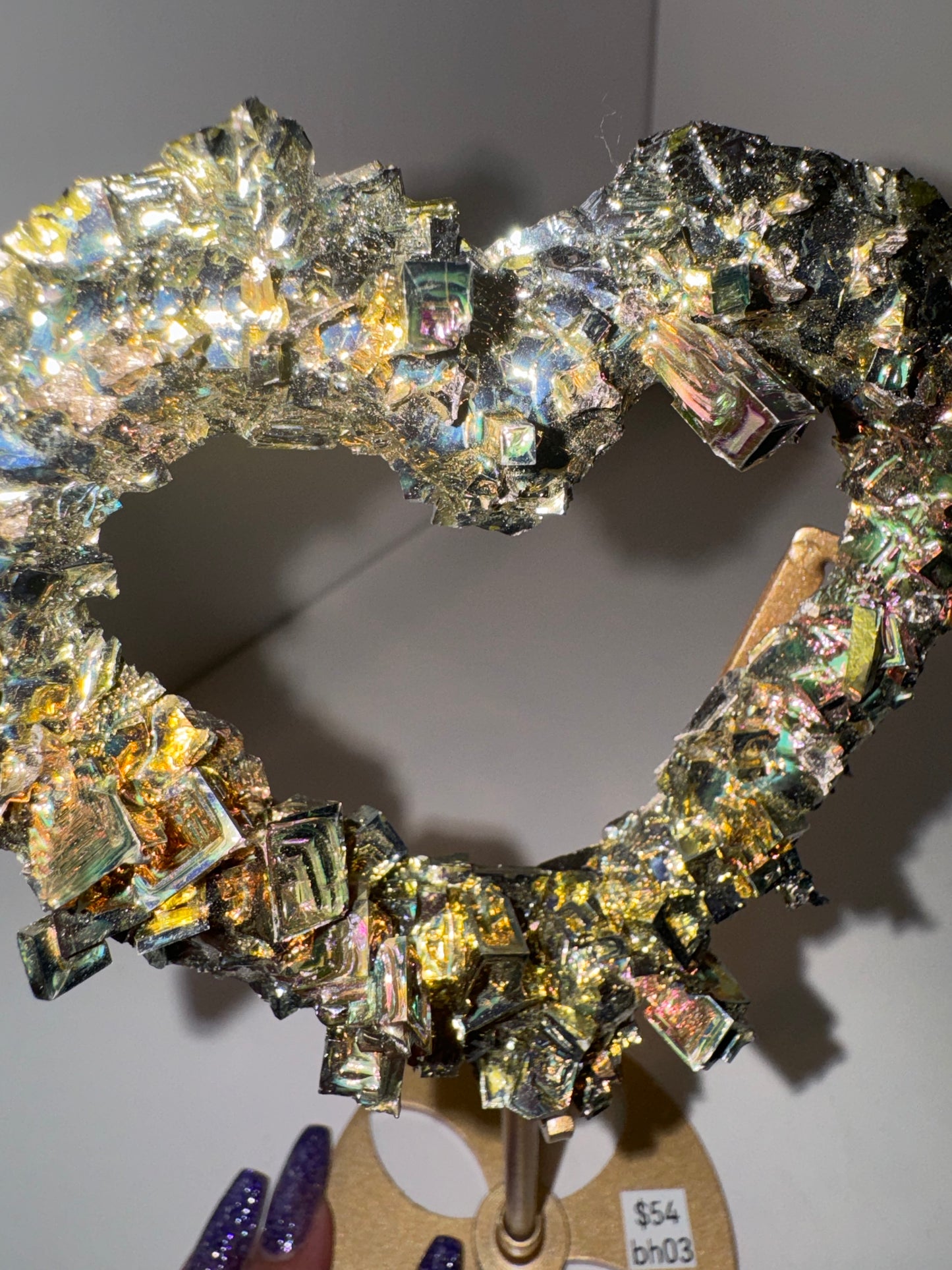 Bismuth Large Heart on Stand