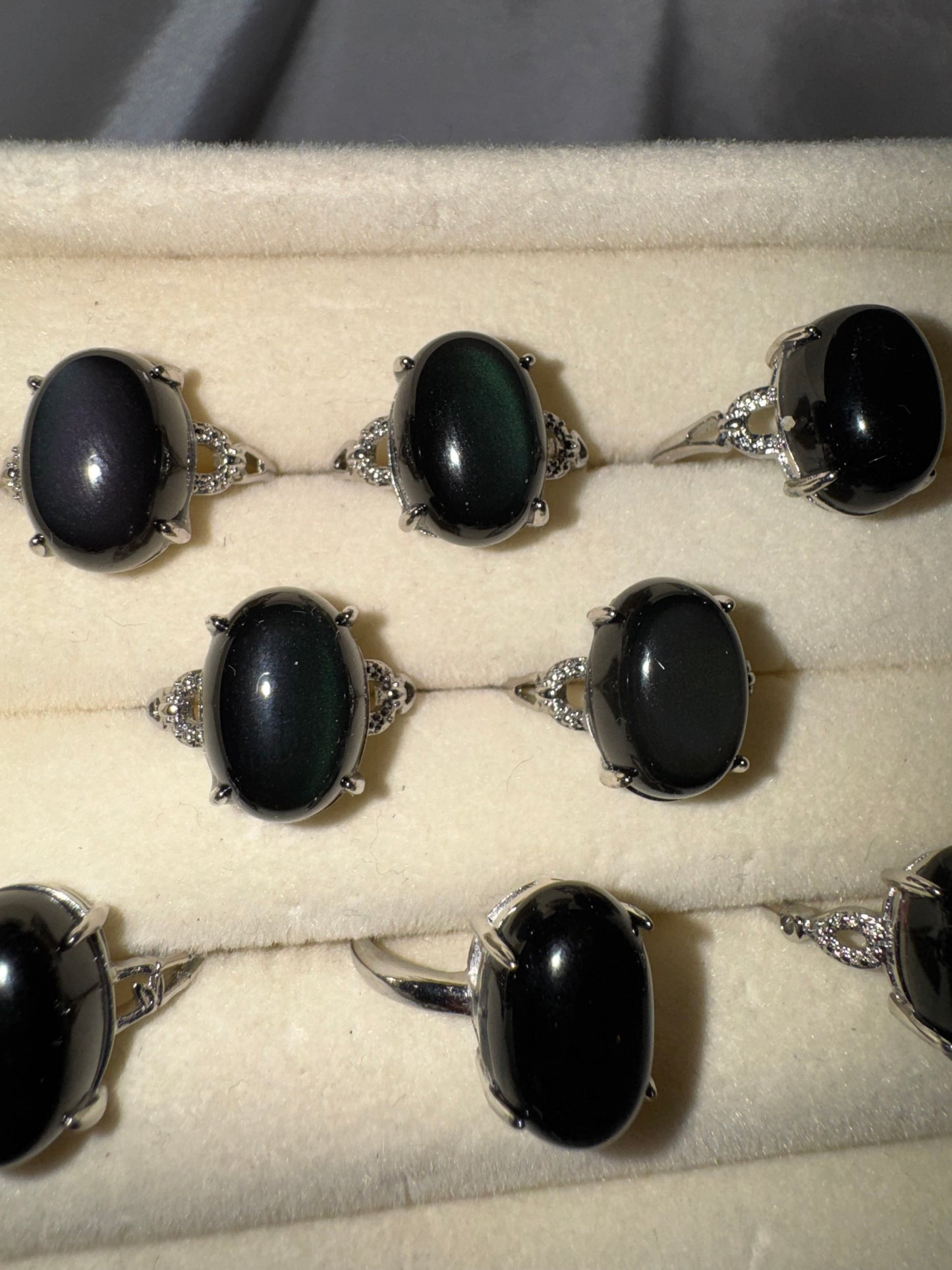 Rainbow Obsidian Adjustable Ring