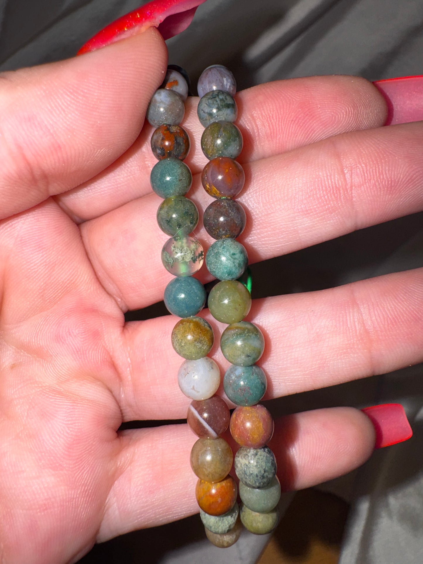 Colorful Moss Agate 6mm Adjustable Bracelet