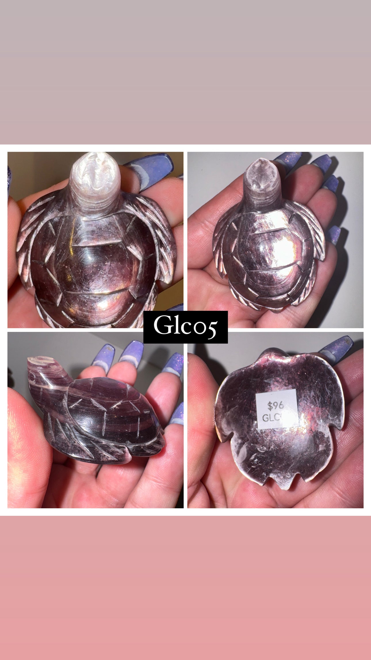 Gem Lepidolite Sea Turtle