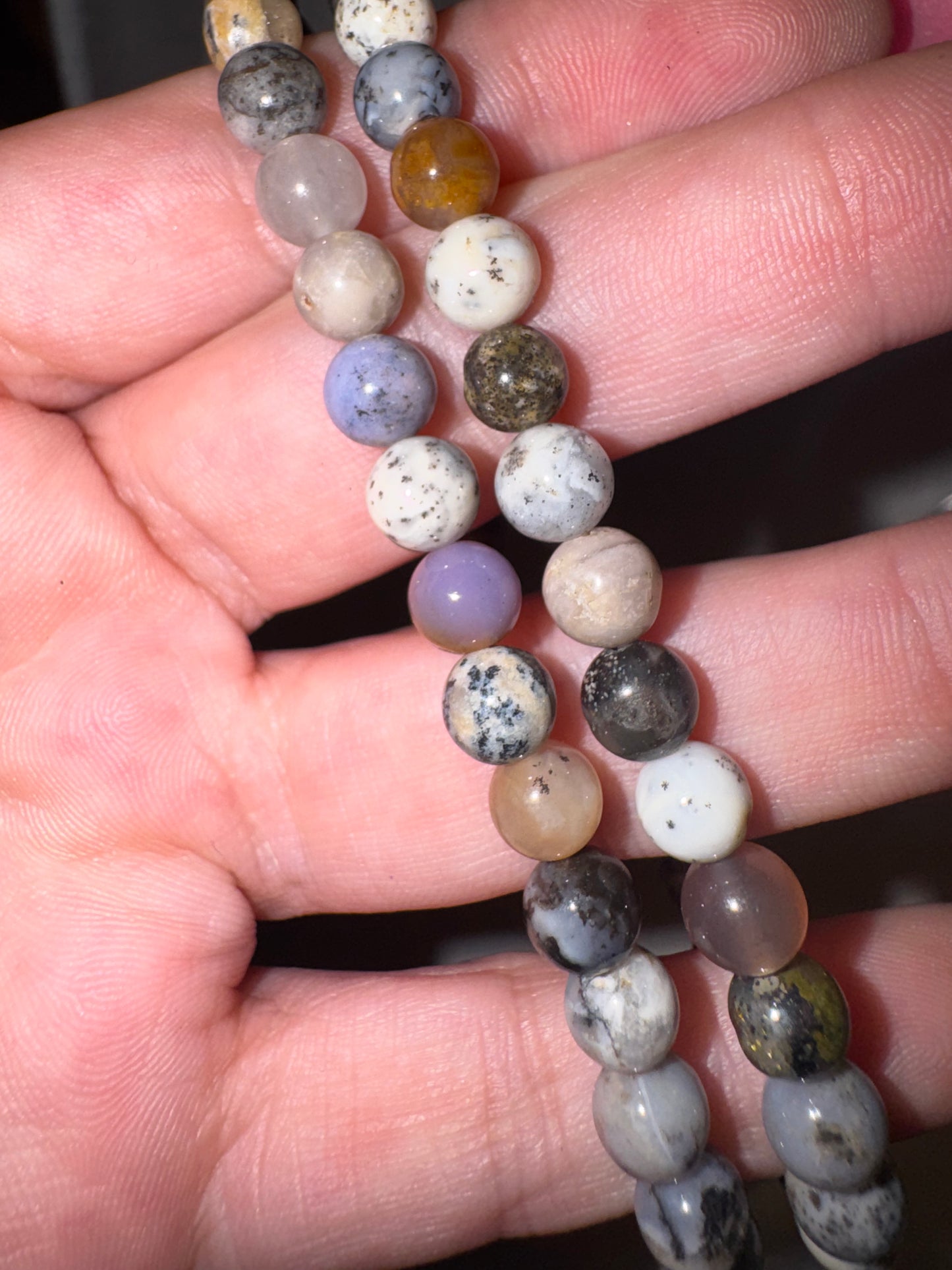 Amethyst Sage Dendritic Opal 6mm Bracelet