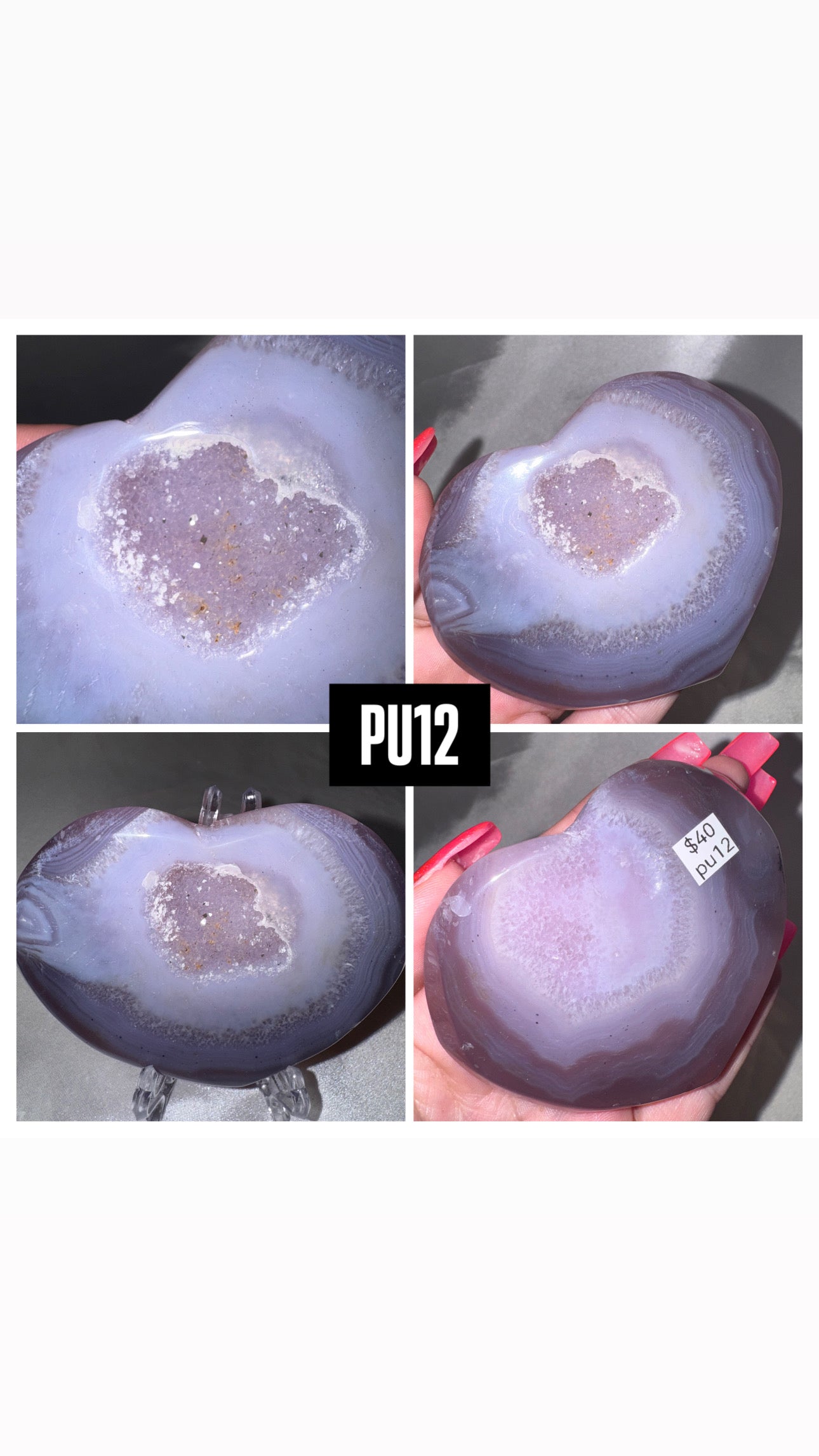 Jelly Agate Large Heart (with stand)