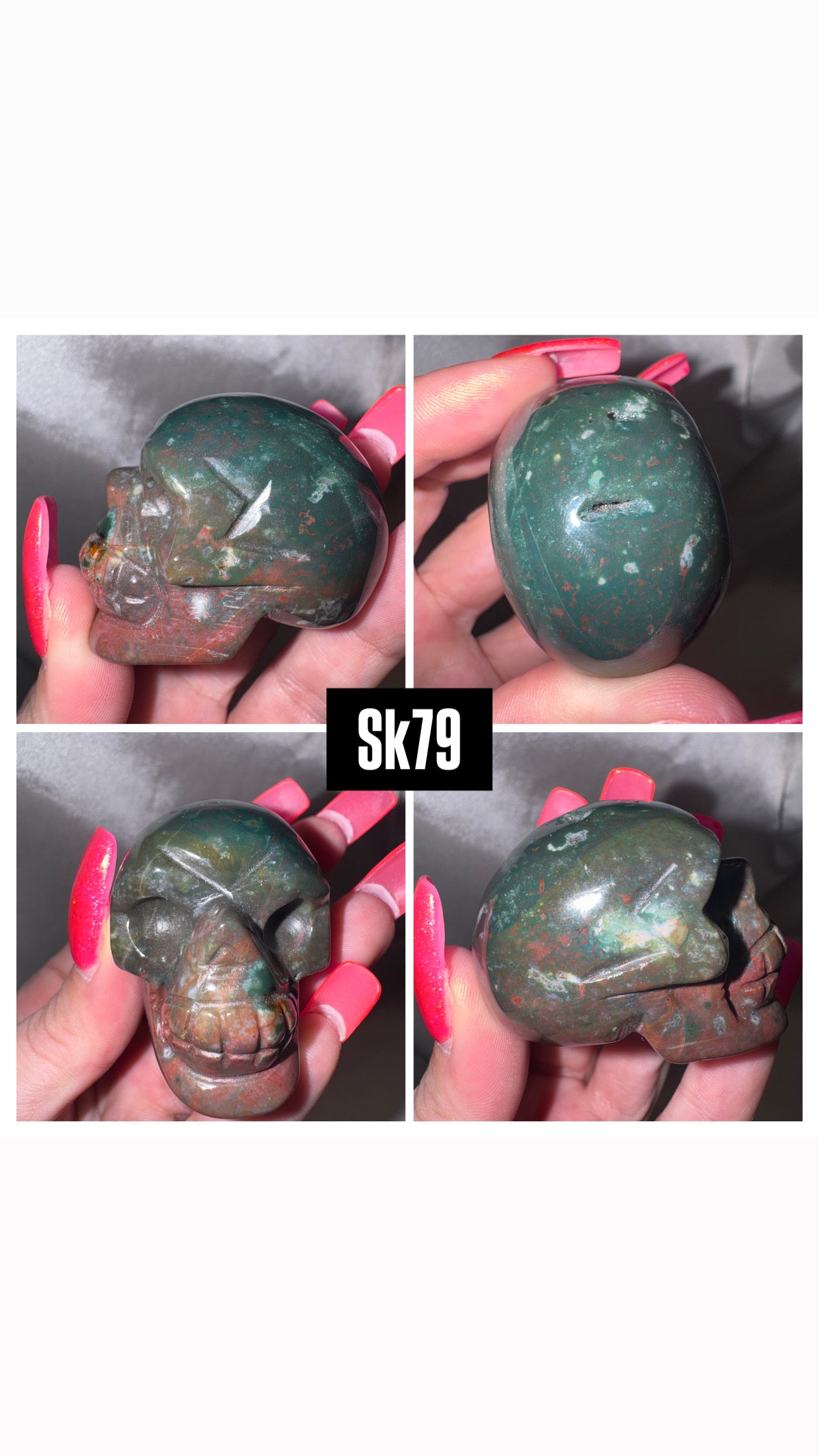 Ocean Jasper Moss Agate AAA Skull