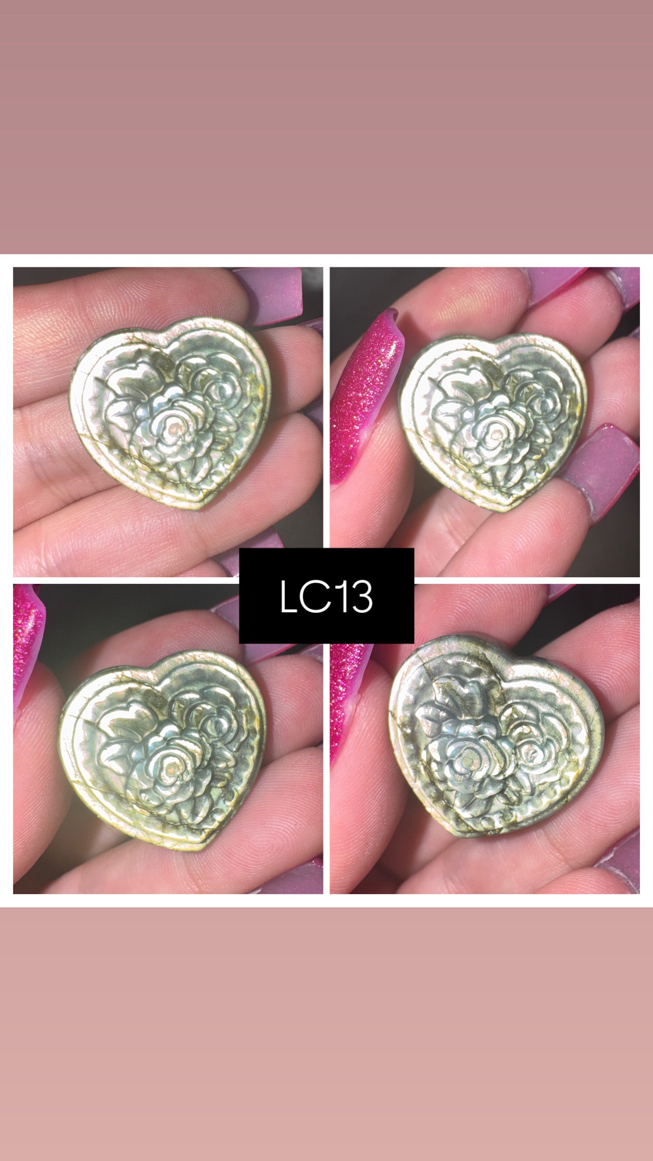 Labradorite Rose Heart Carving